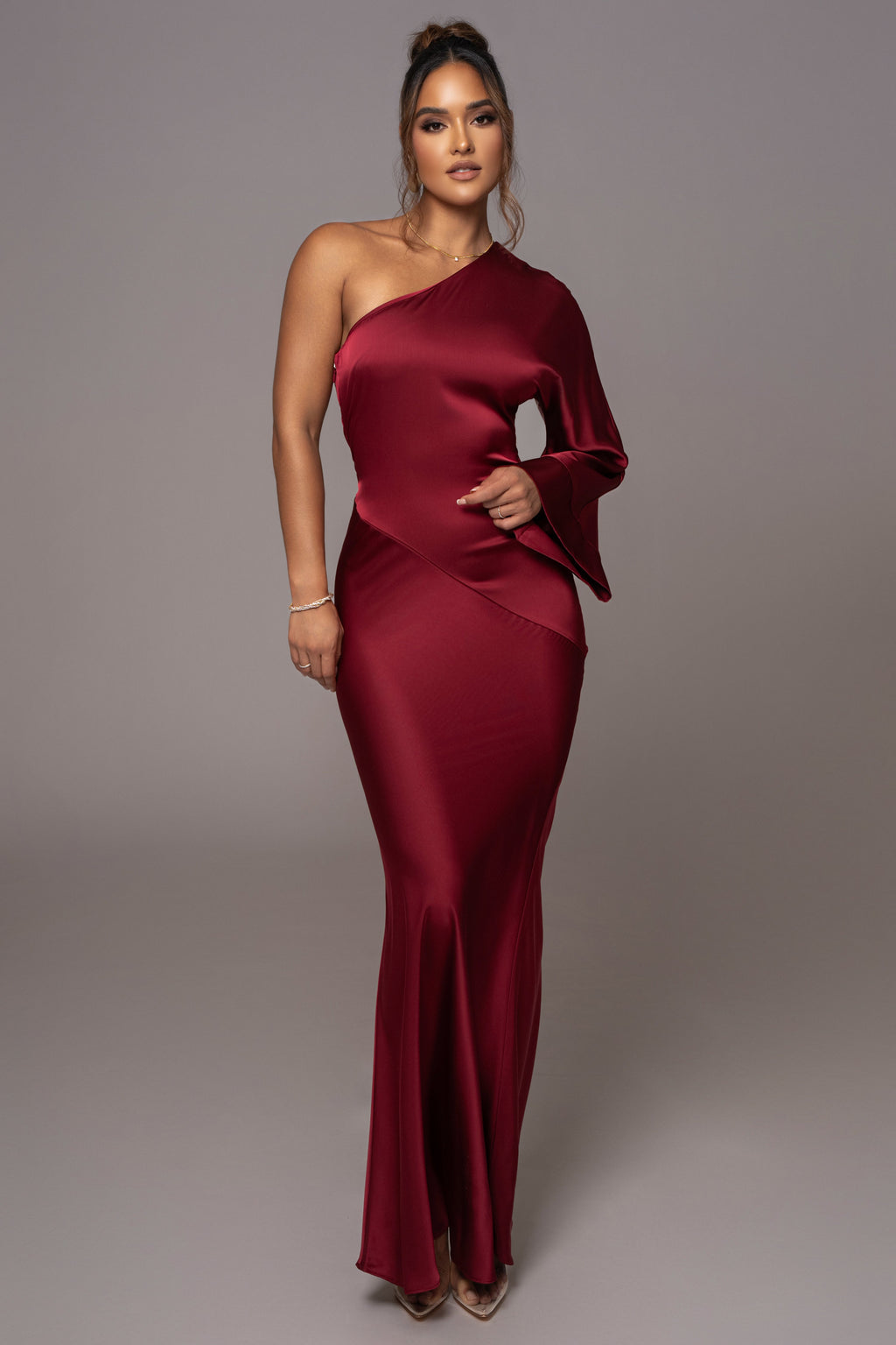 Red Femme Drape Maxi Dress