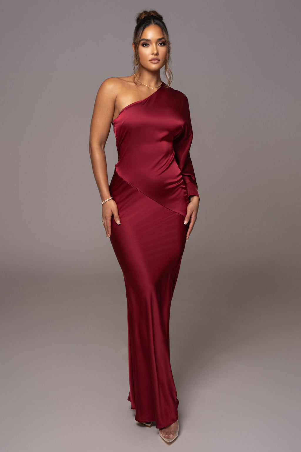 Red Femme Drape Maxi Dress