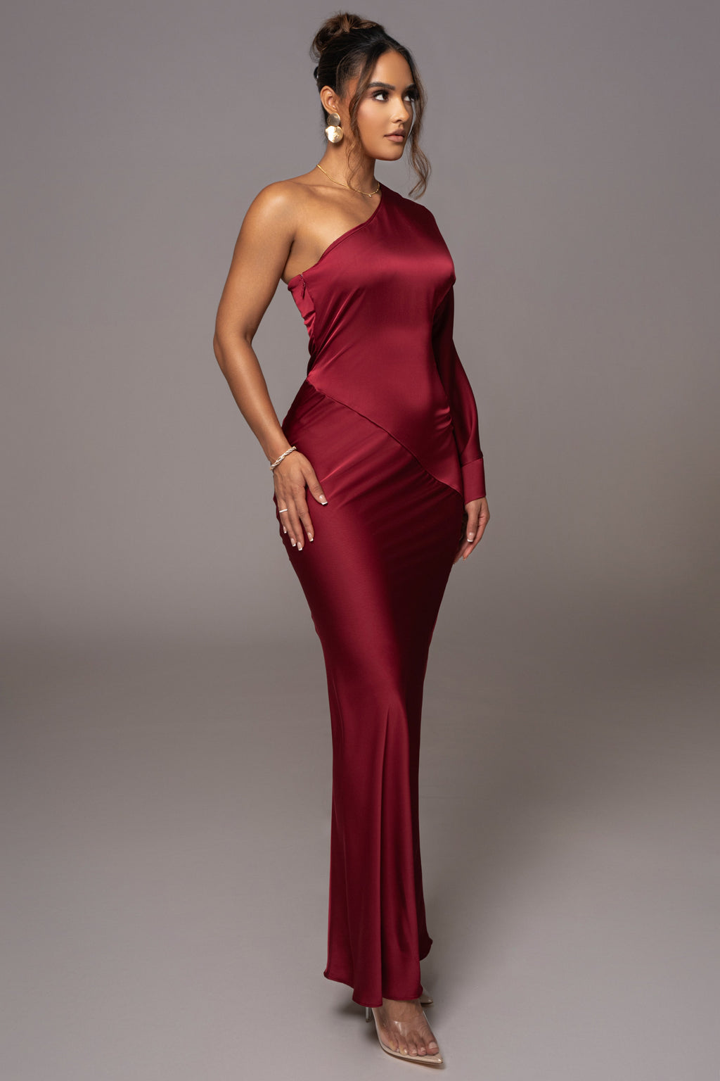Red Femme Drape Maxi Dress