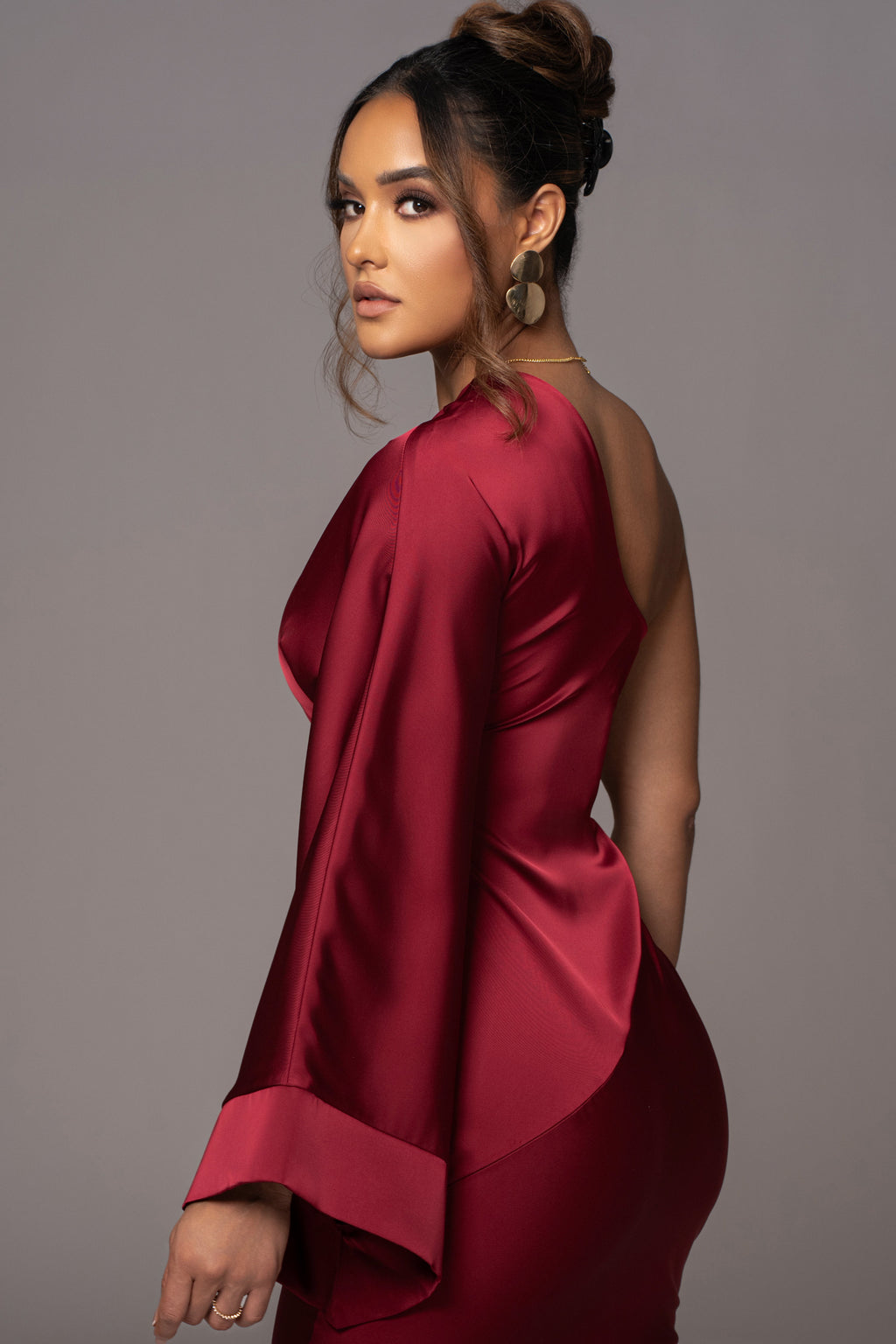 Red Femme Drape Maxi Dress