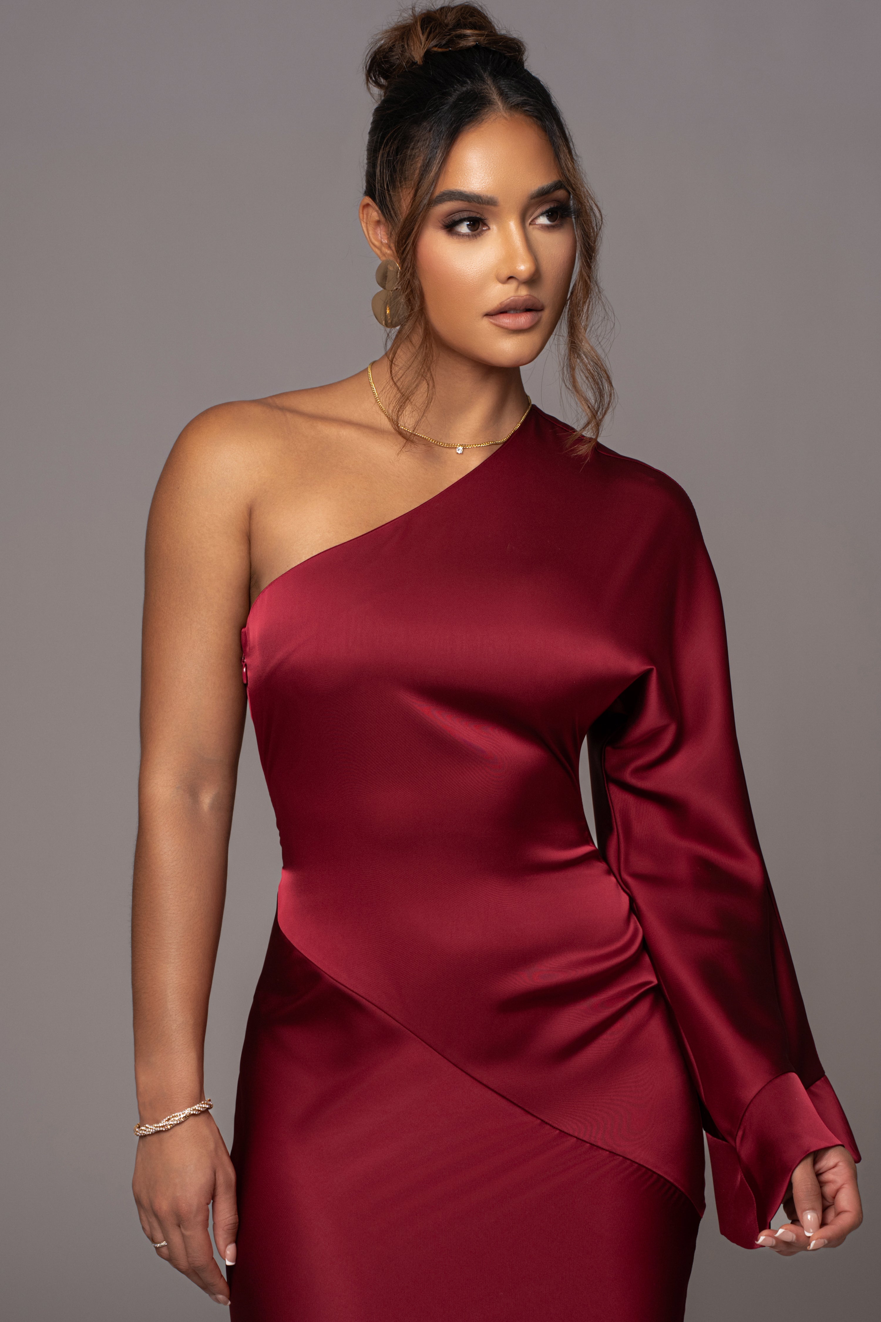 Red Femme Drape Maxi Dress