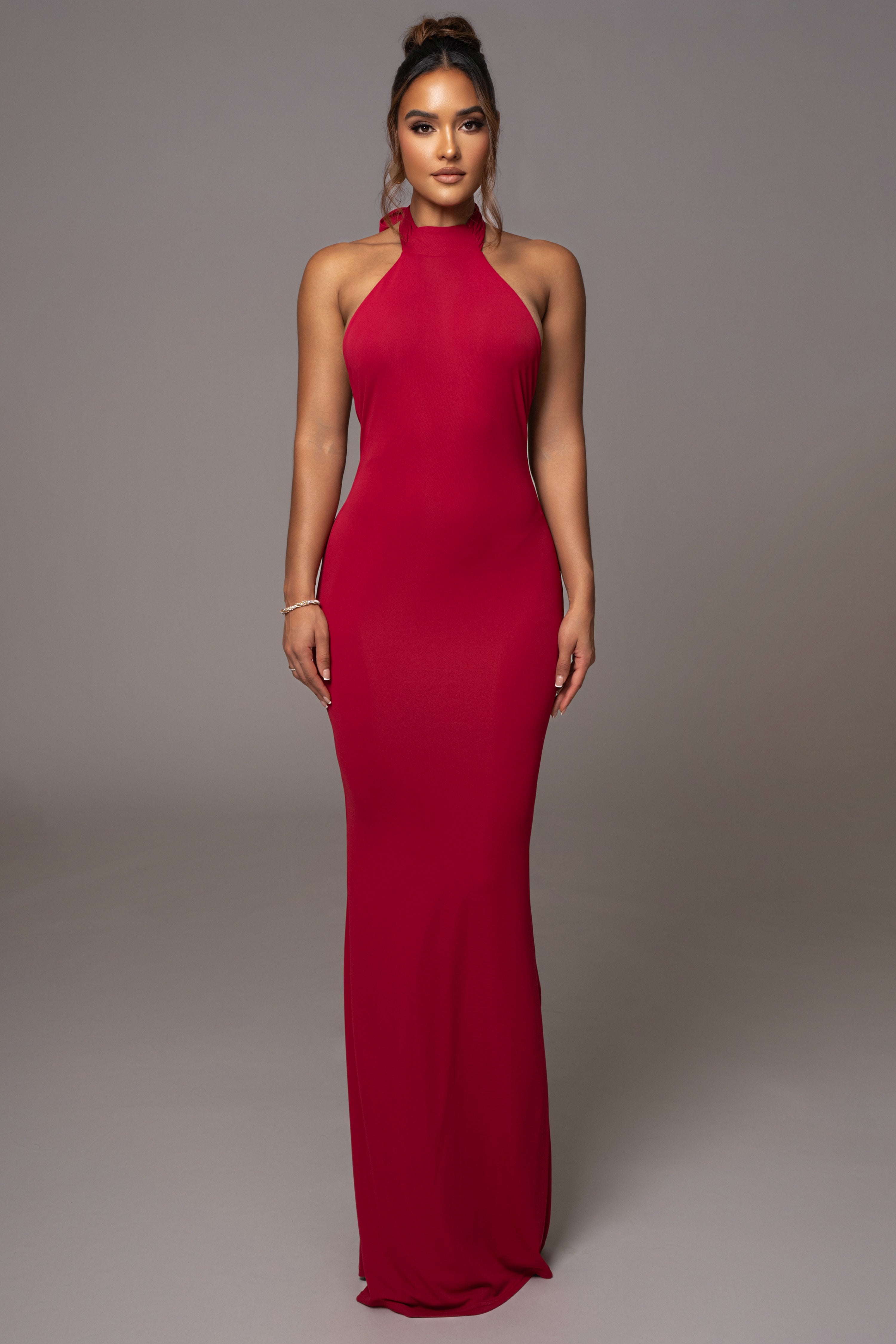 Red Golden Evening Maxi Gown