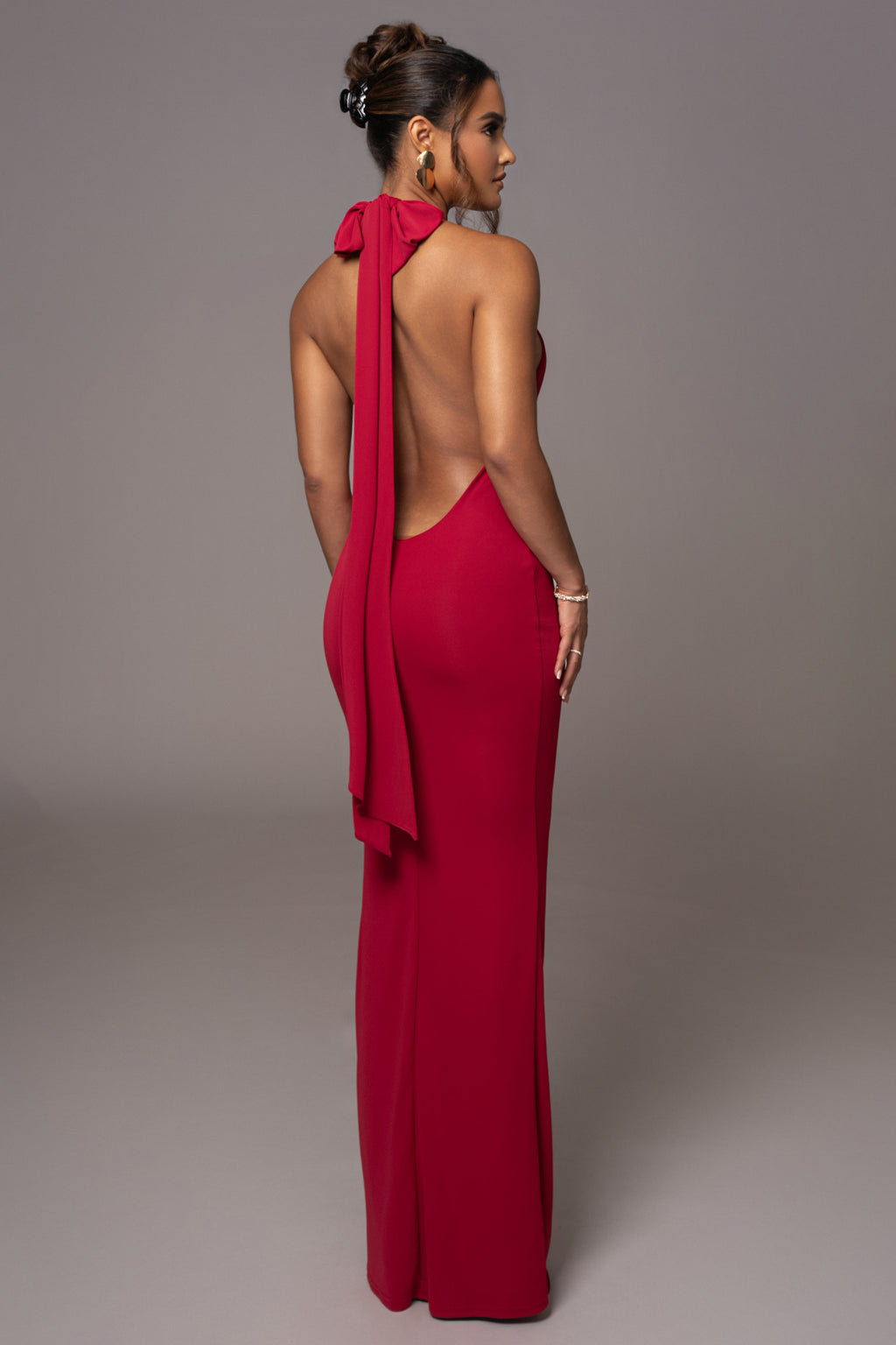 Red Golden Evening Maxi Gown