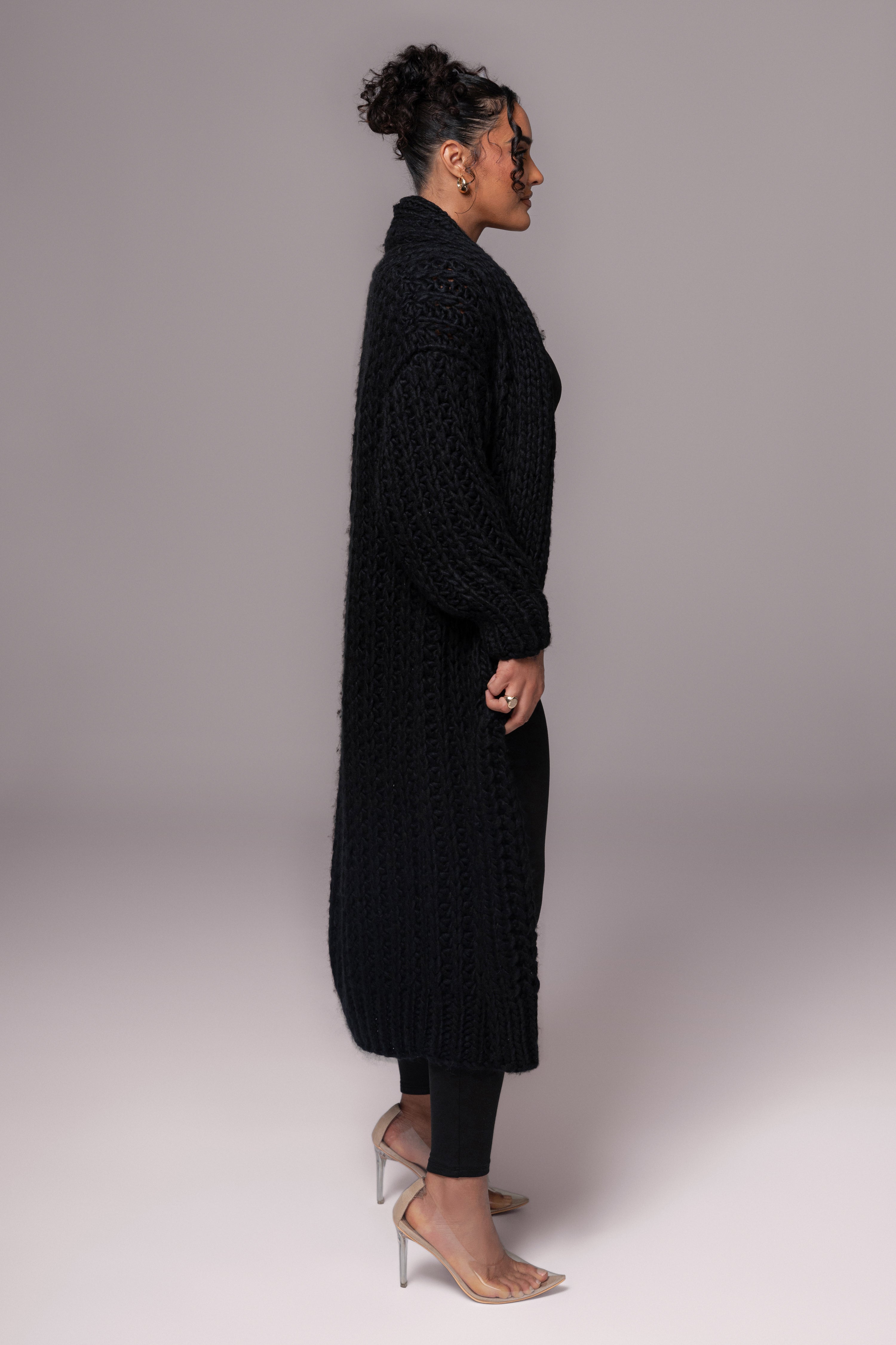 Black Hold Me Close Shawl Collar Cardigan