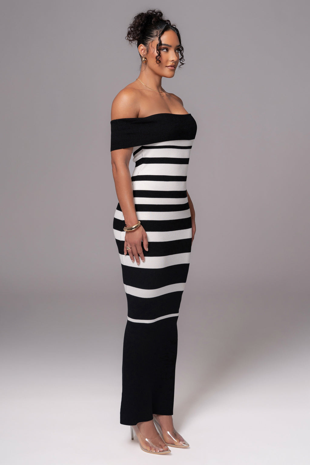 Black/Ivory Striped Custom  Maxi Dress