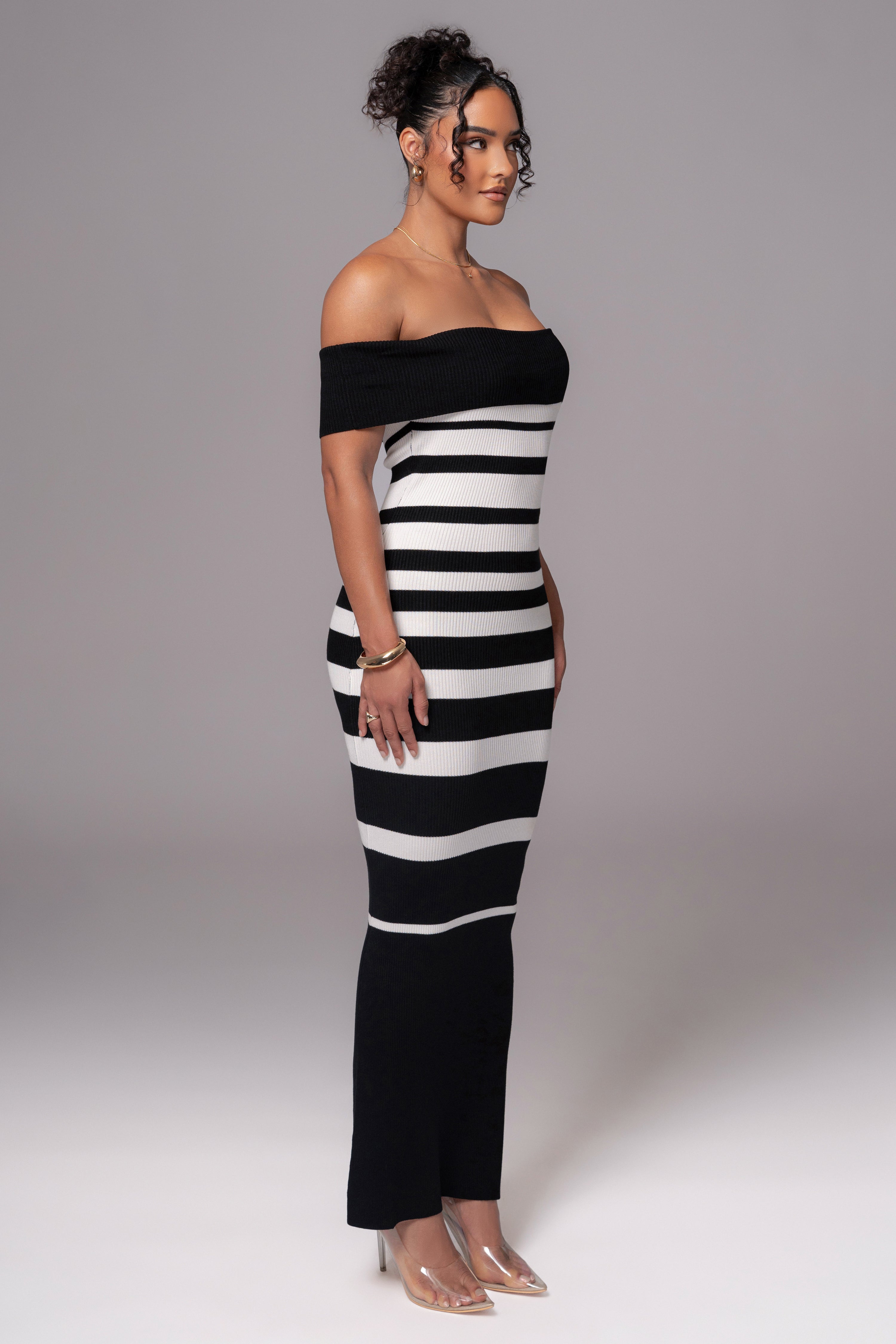 Black/Ivory Striped Custom  Maxi Dress