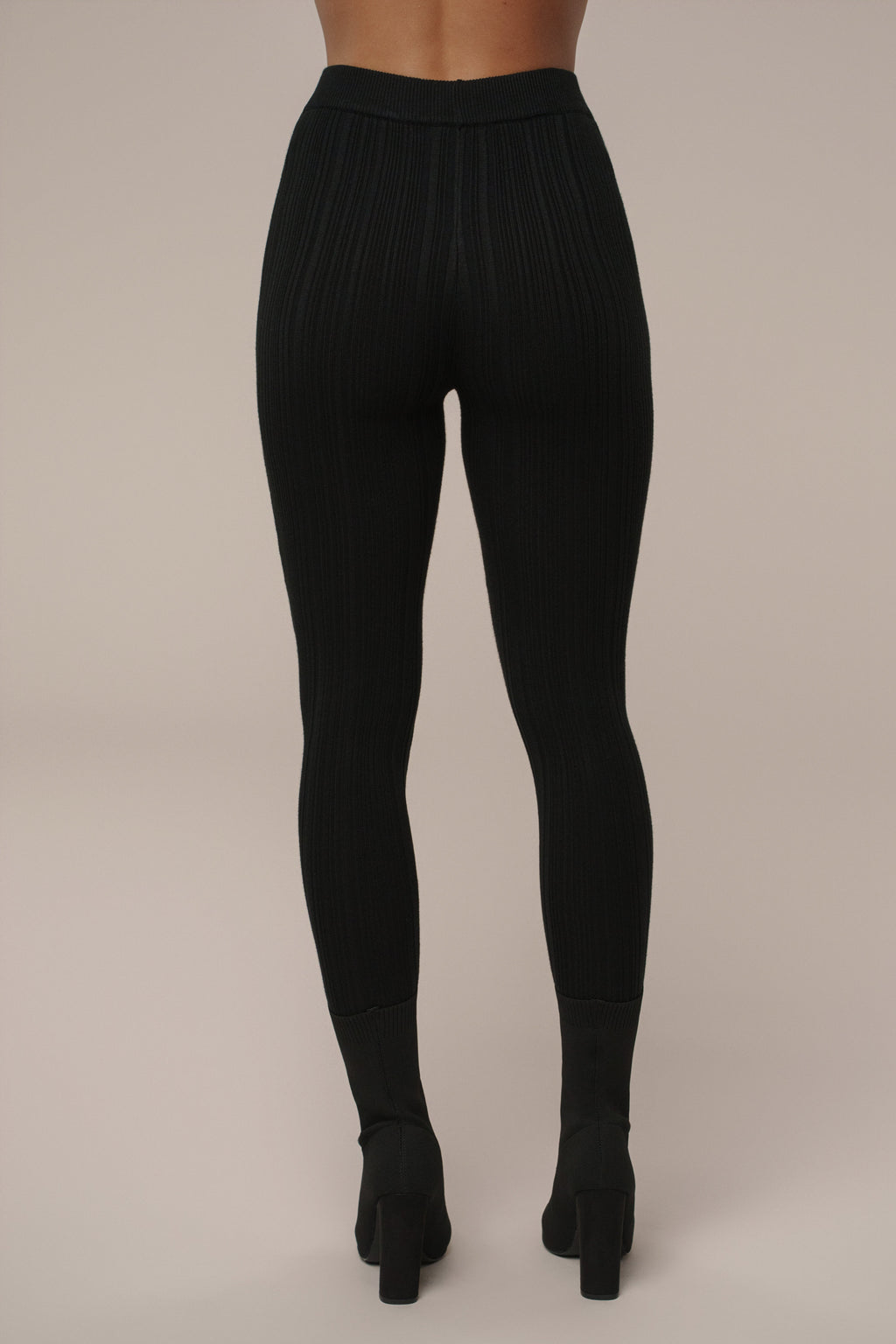 Black Ribbed High Waist Leggings