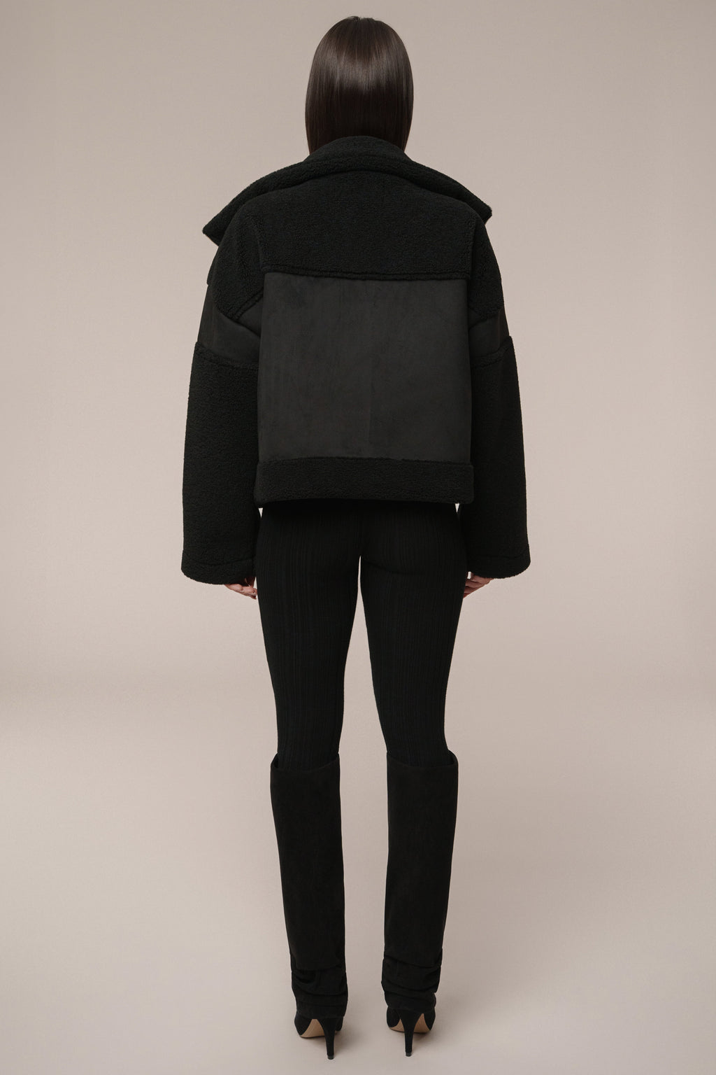 Black Suede And Sherpa Jacket