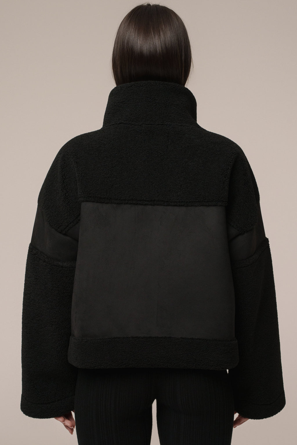 Black Suede And Sherpa Jacket