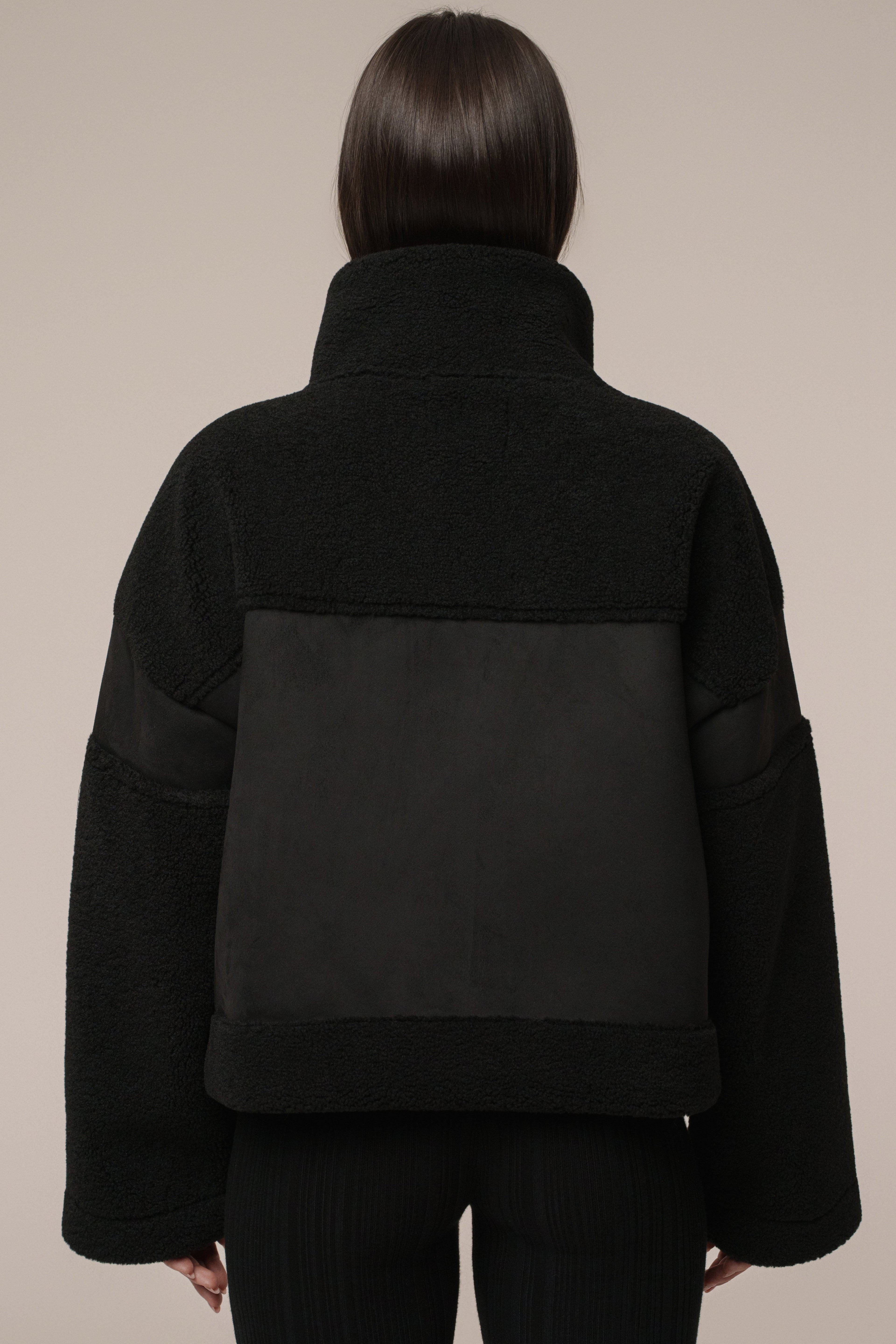 Black Suede And Sherpa Jacket