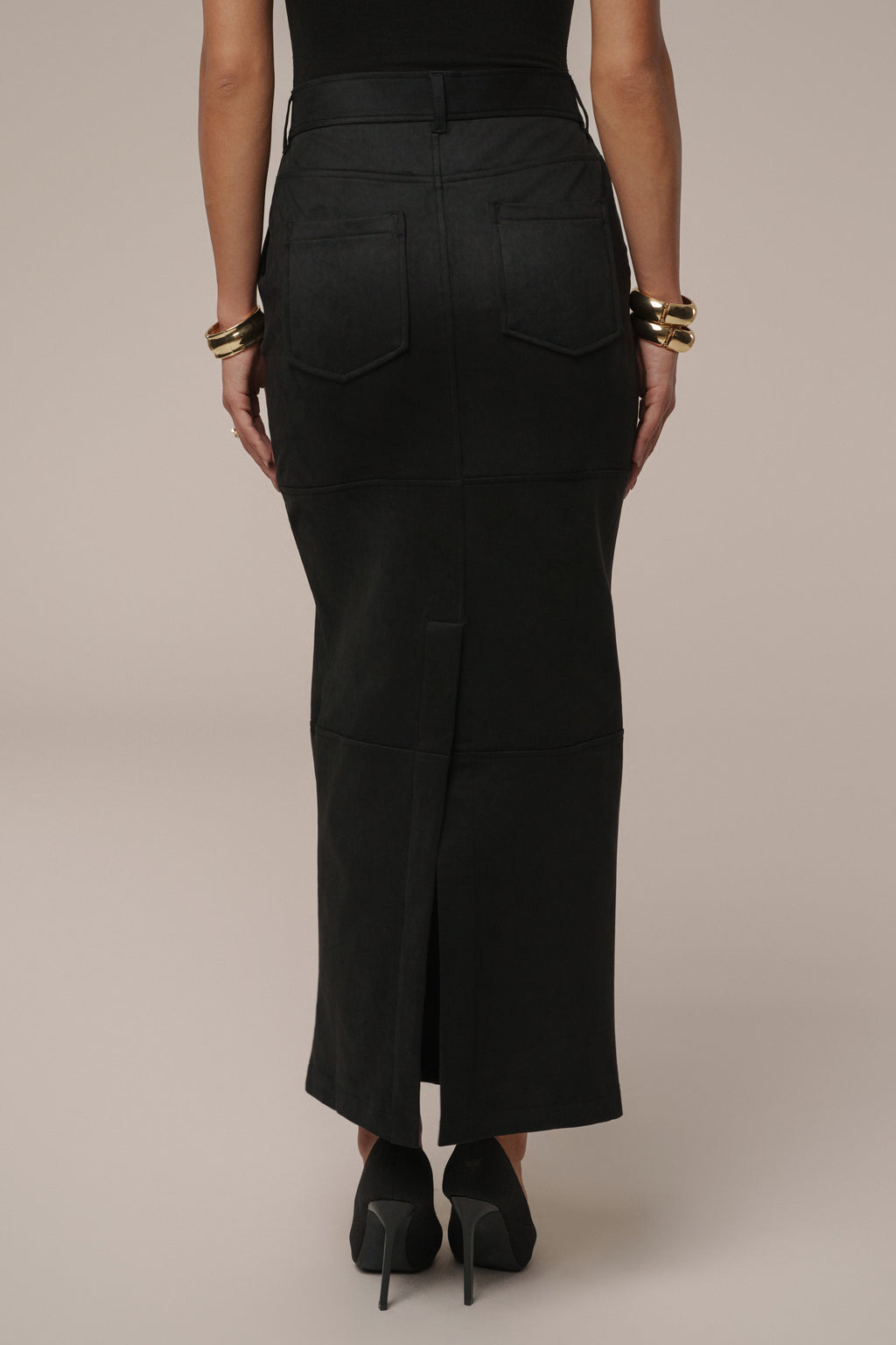 Black Joy Suede Maxi Skirt