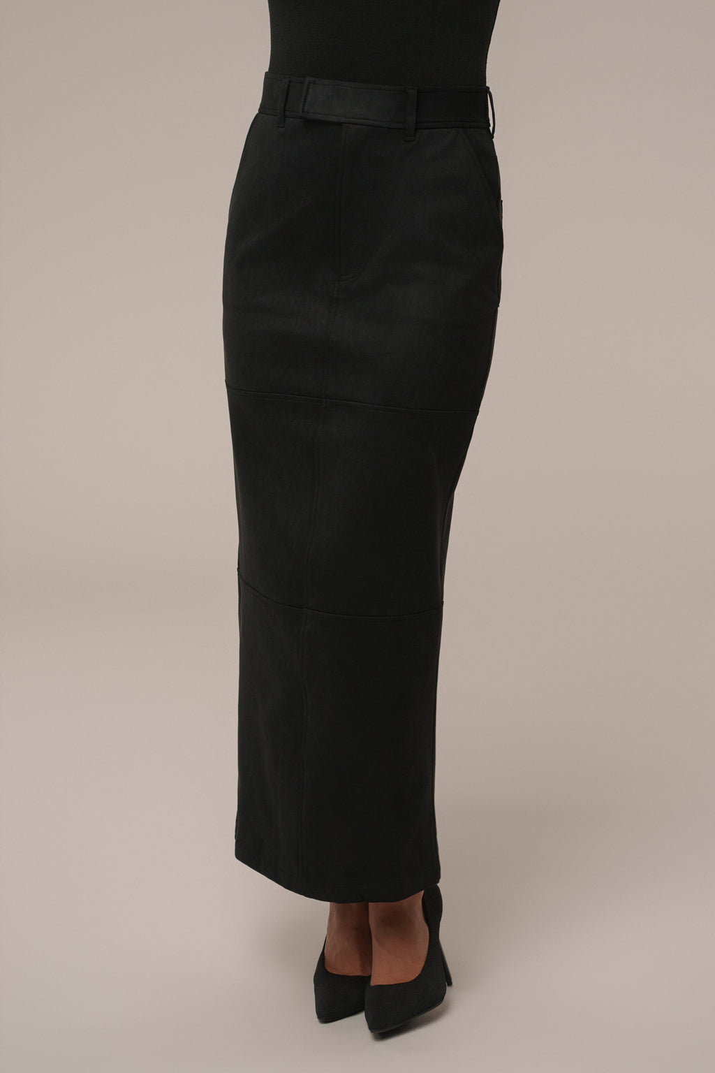 Black Joy Suede Maxi Skirt