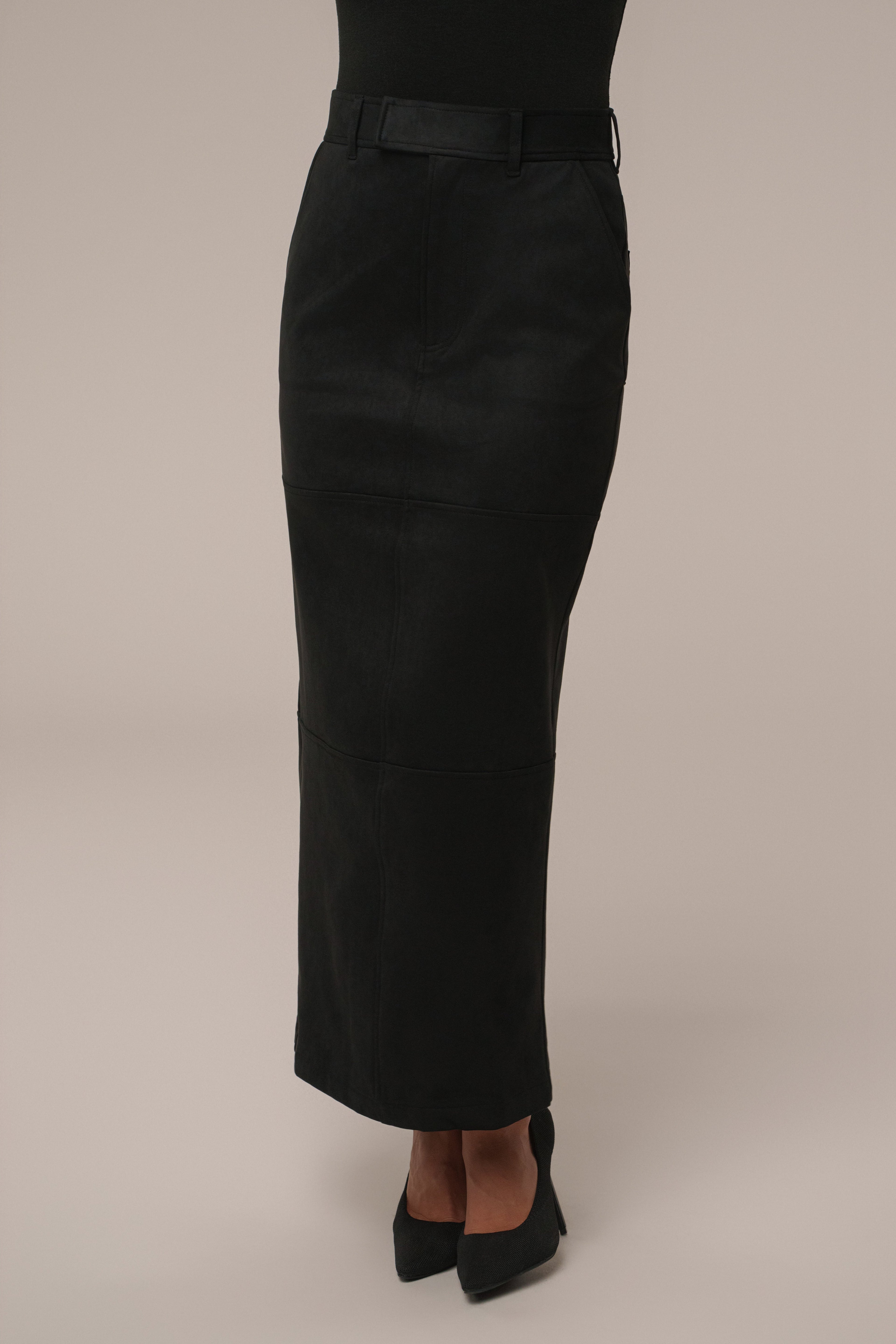 Black Joy Suede Maxi Skirt