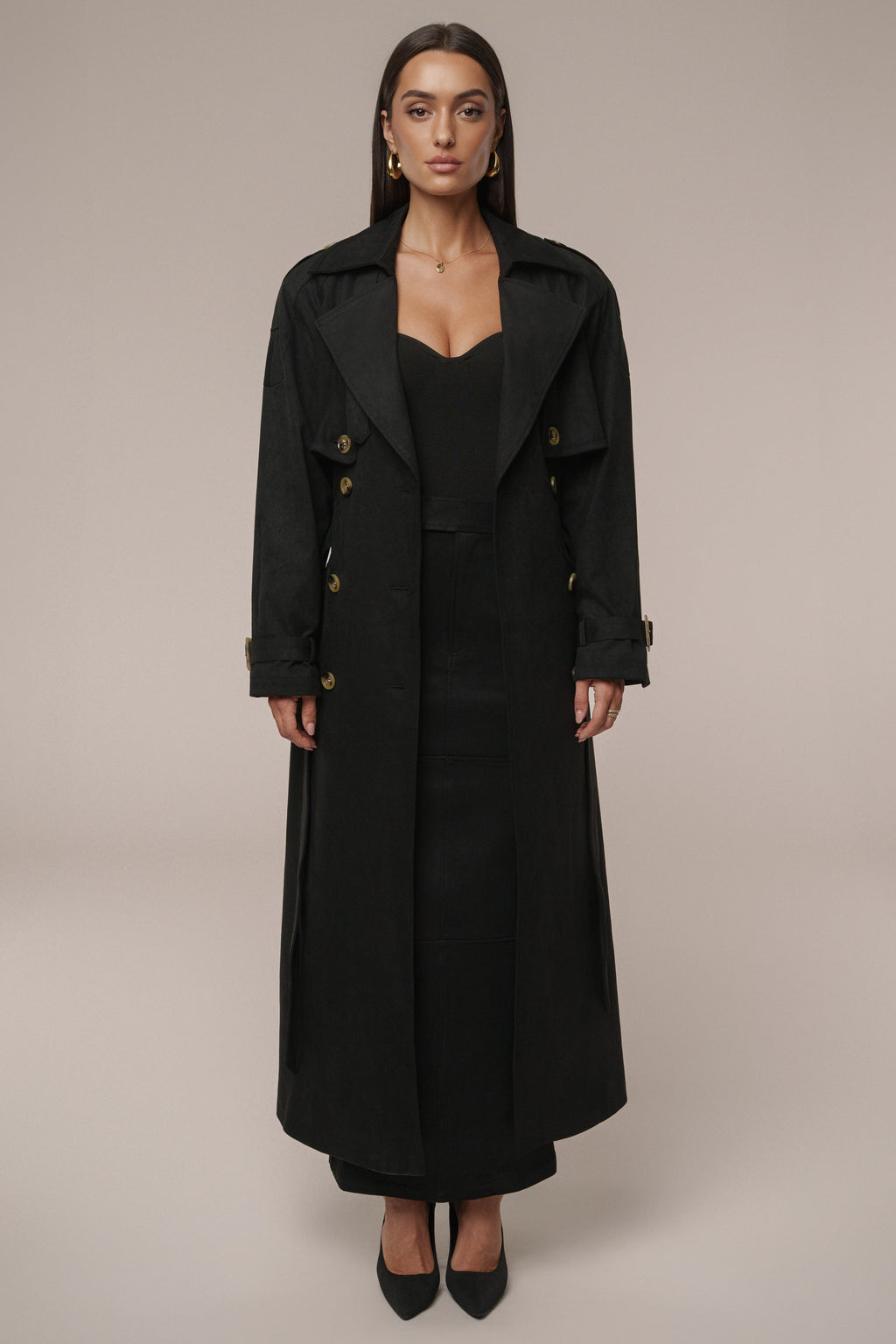 Black Elite Suede Coat