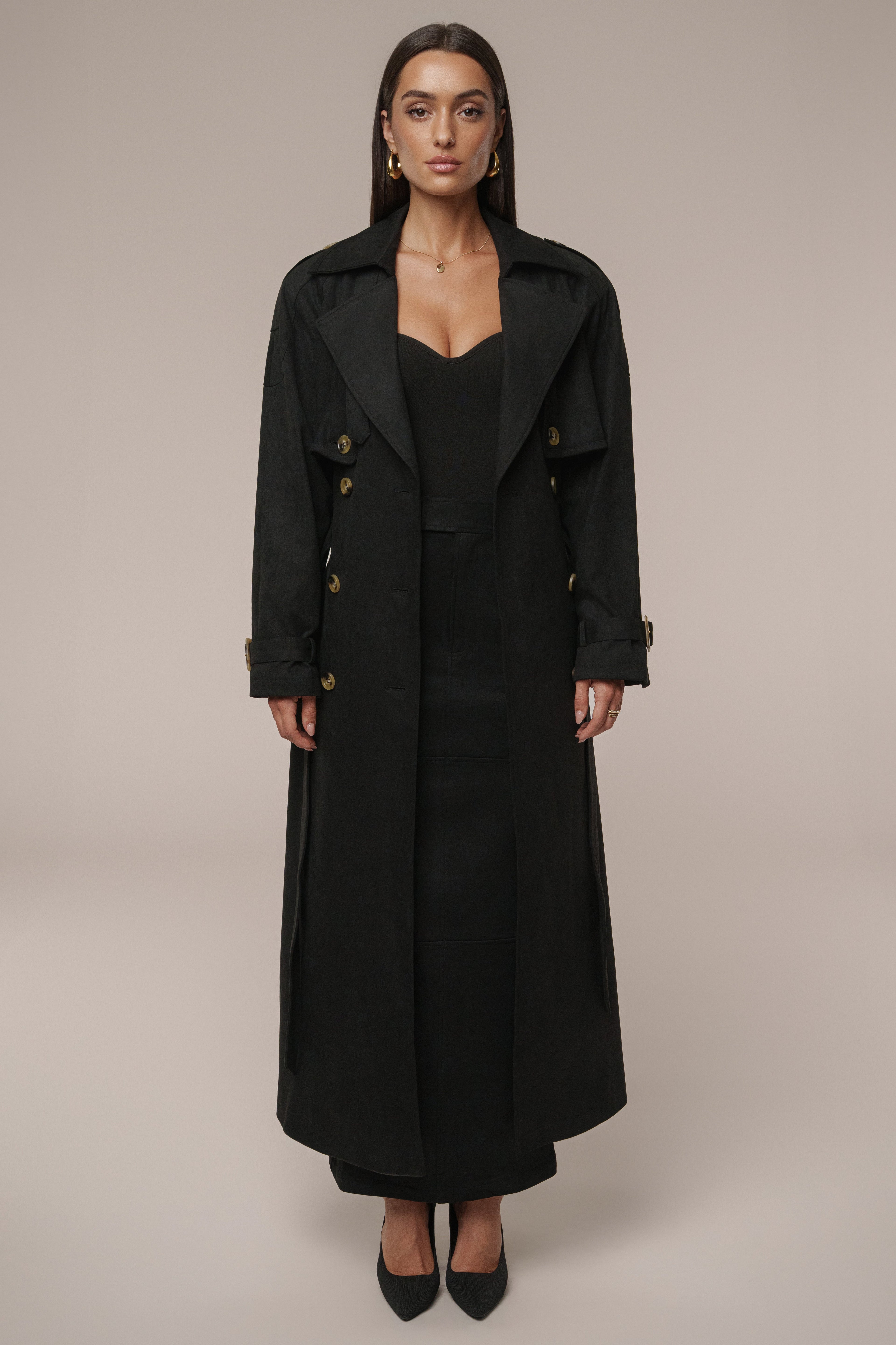 Black Elite Suede Coat