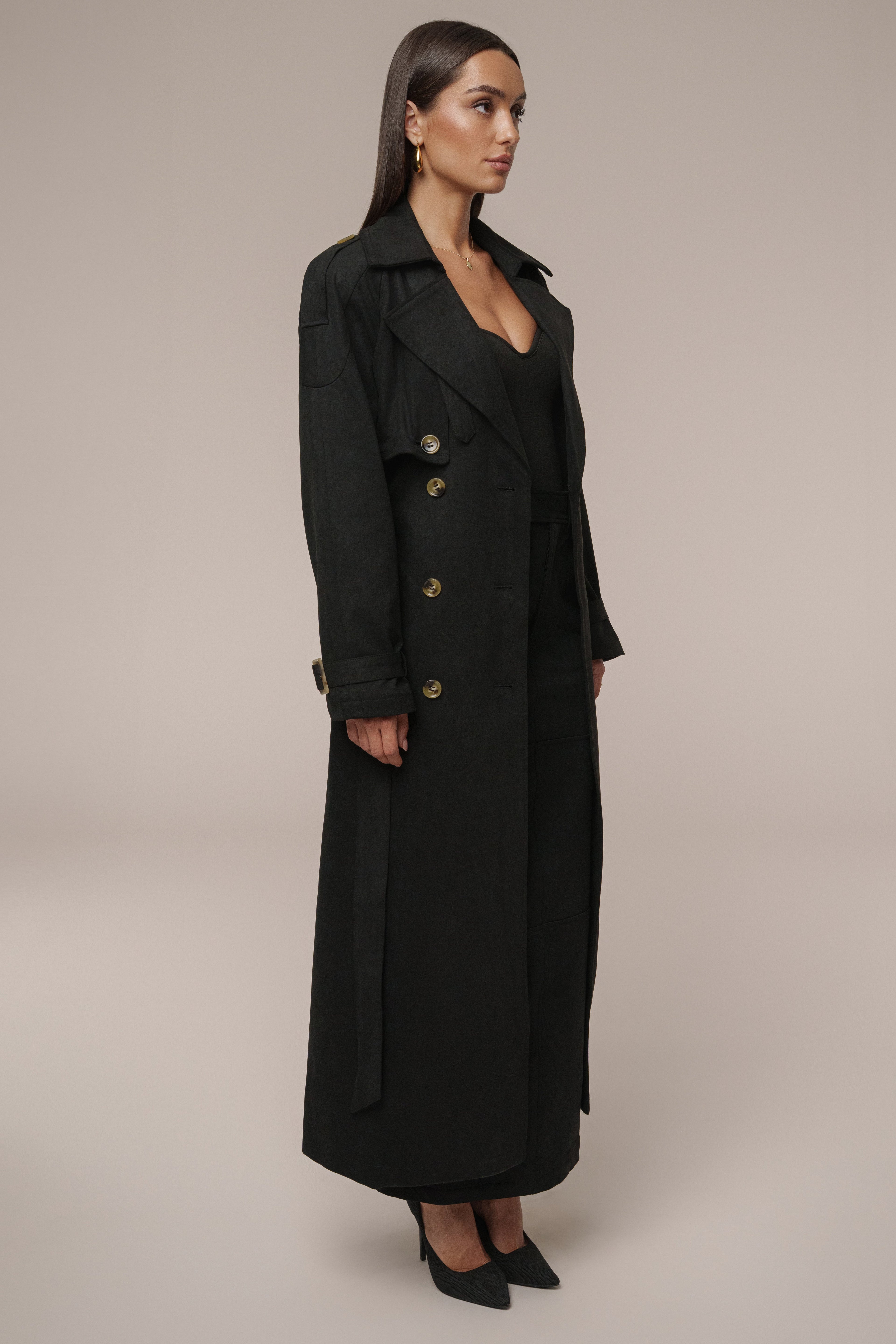 Black Elite Suede Coat