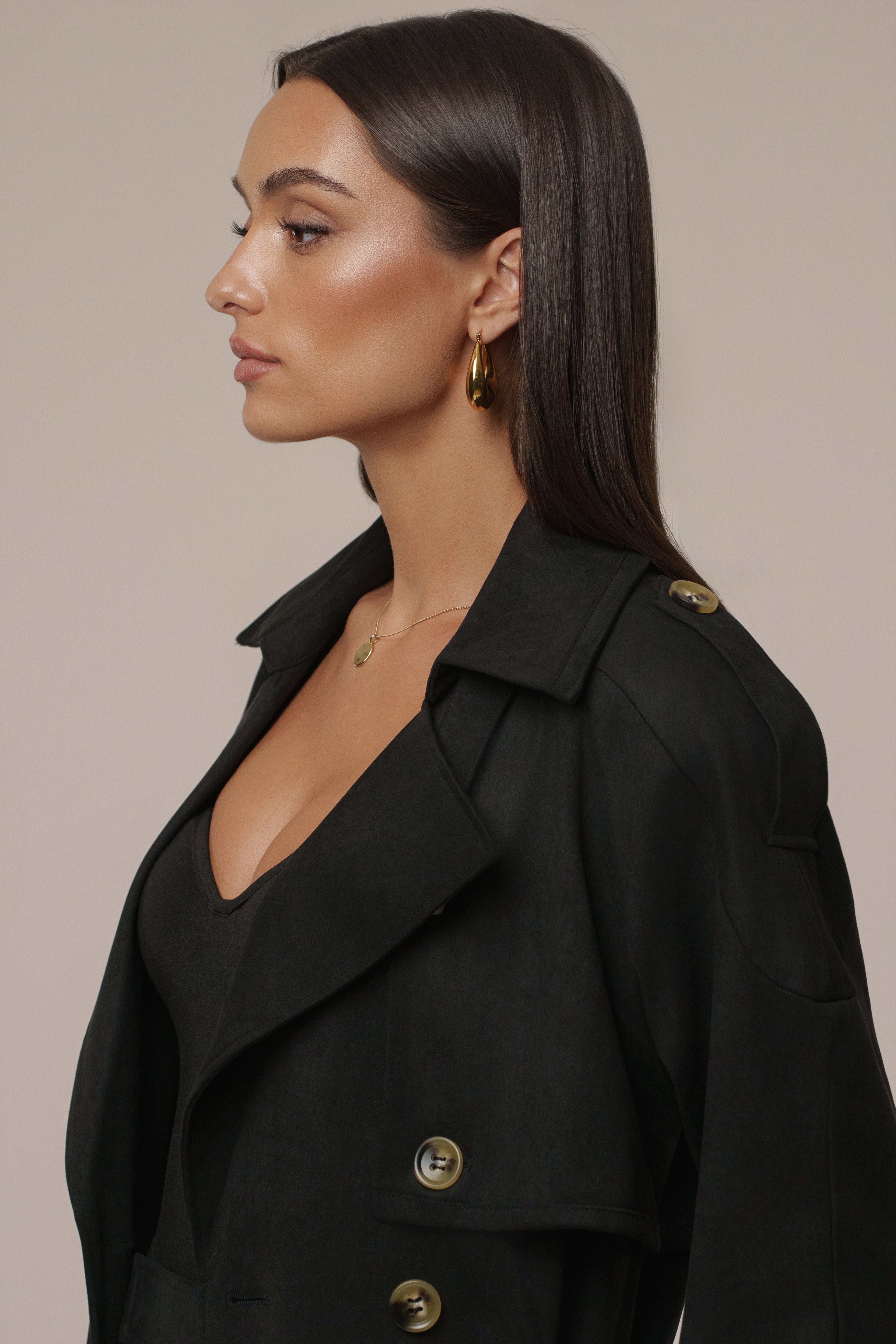 Black Elite Suede Coat
