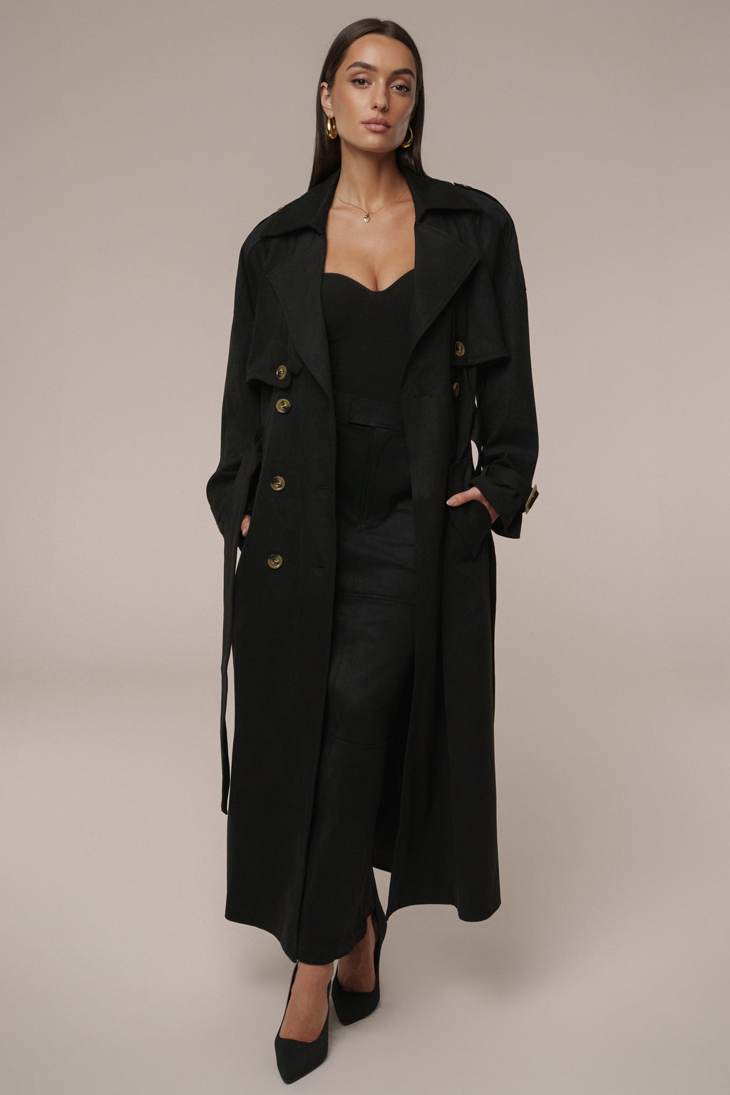Black Elite Suede Coat