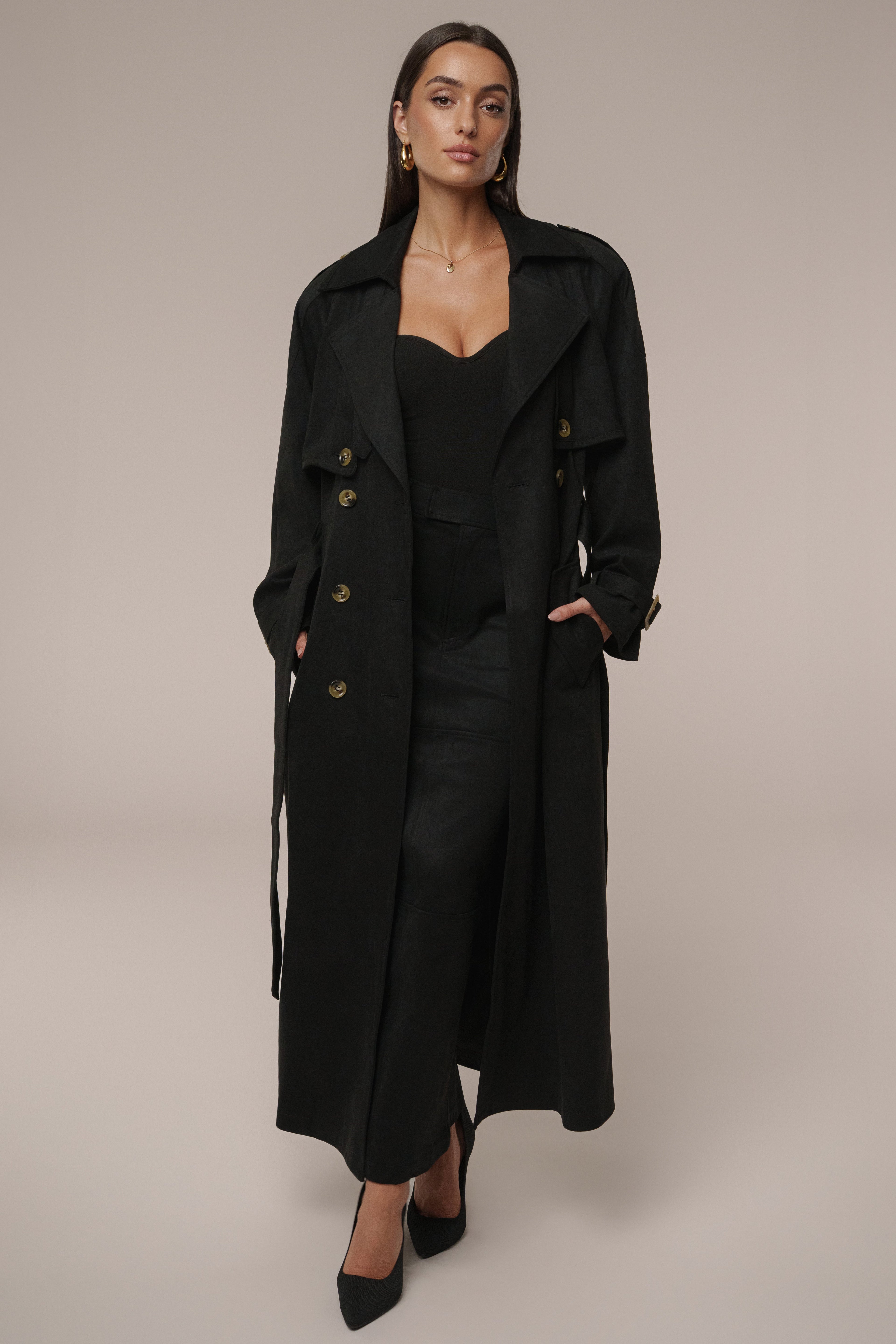 Black Elite Suede Coat
