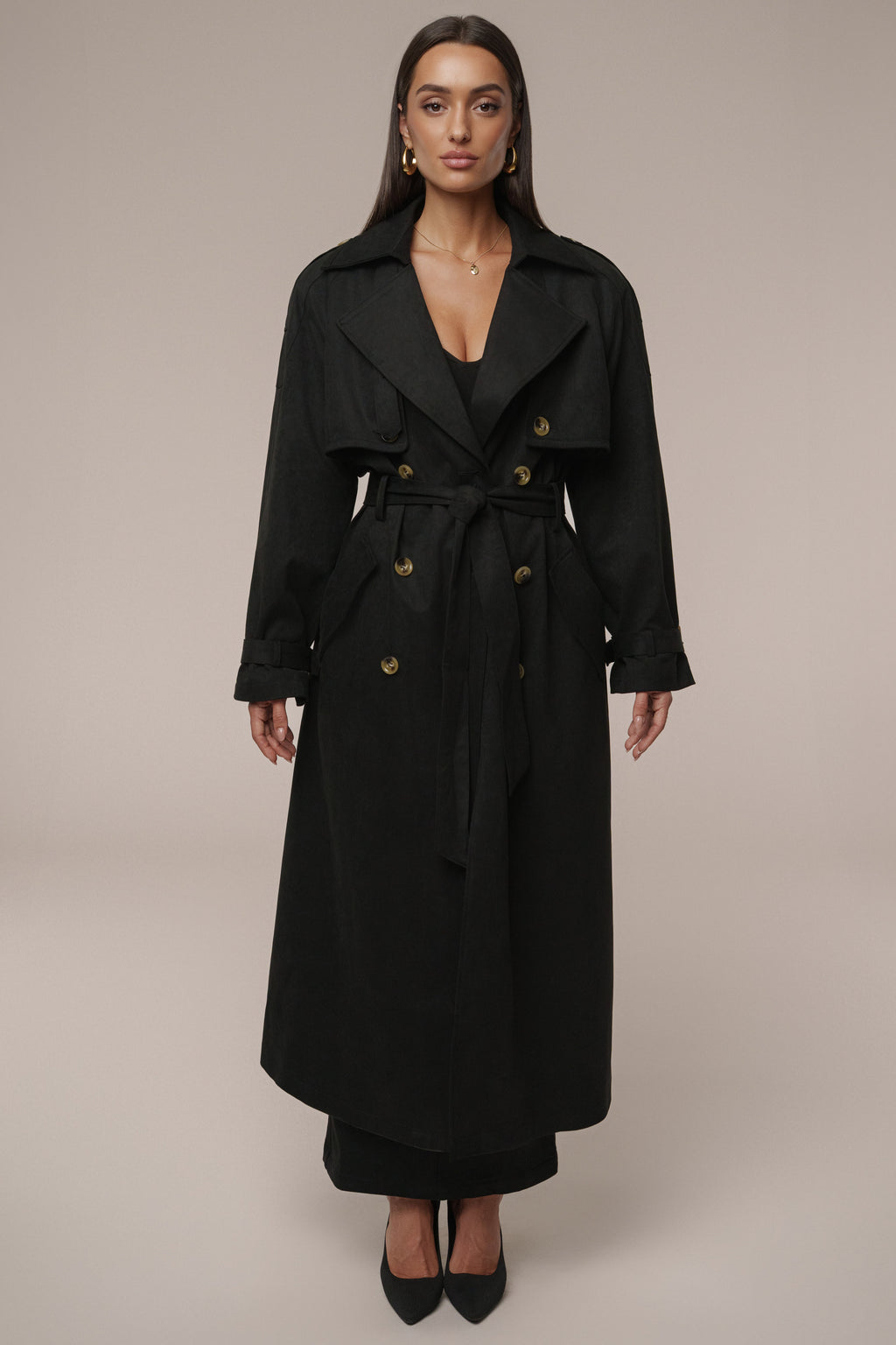 Black Elite Suede Coat
