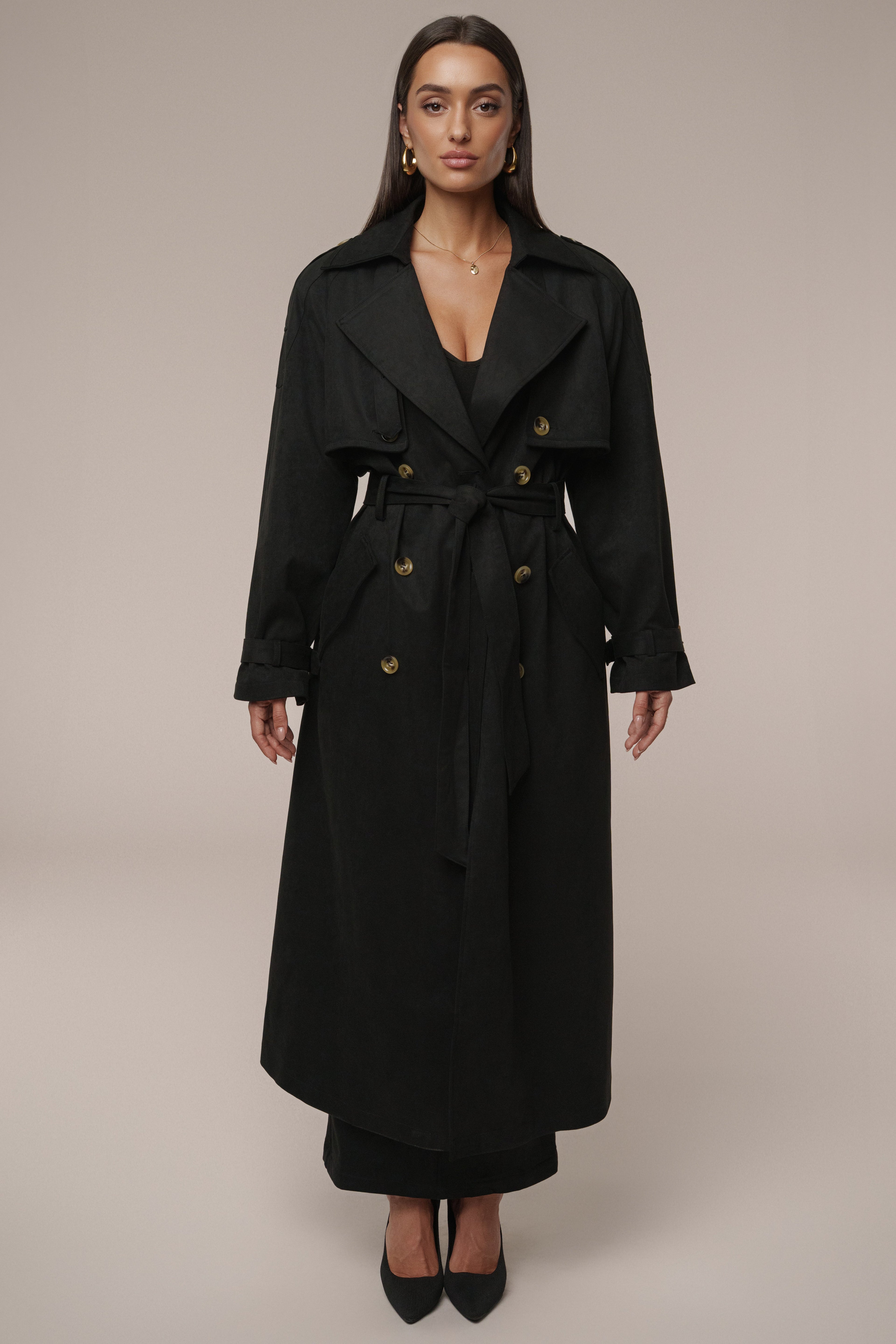 Black Elite Suede Coat