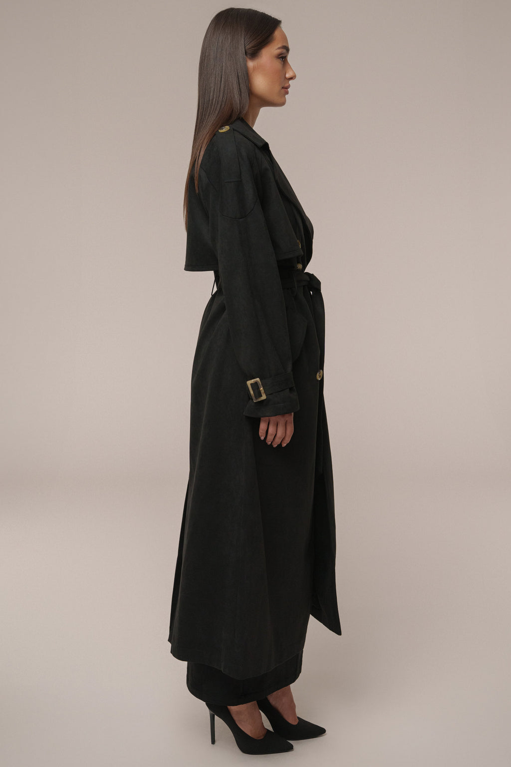 Black Elite Suede Coat
