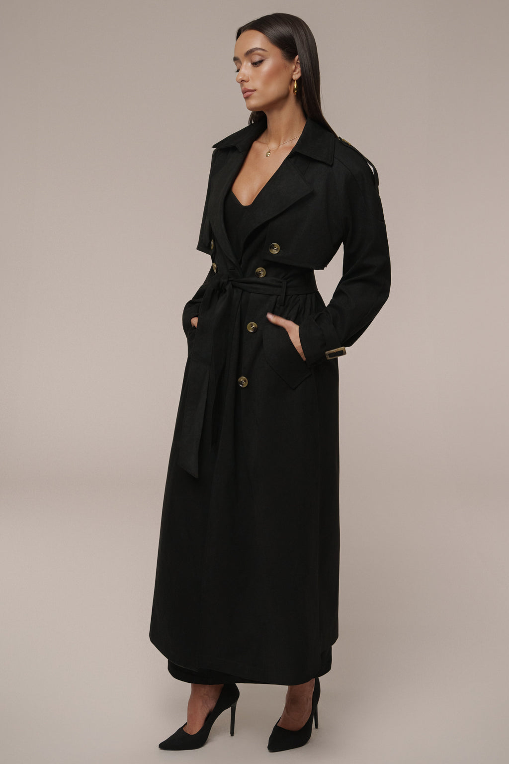 Black Elite Suede Coat