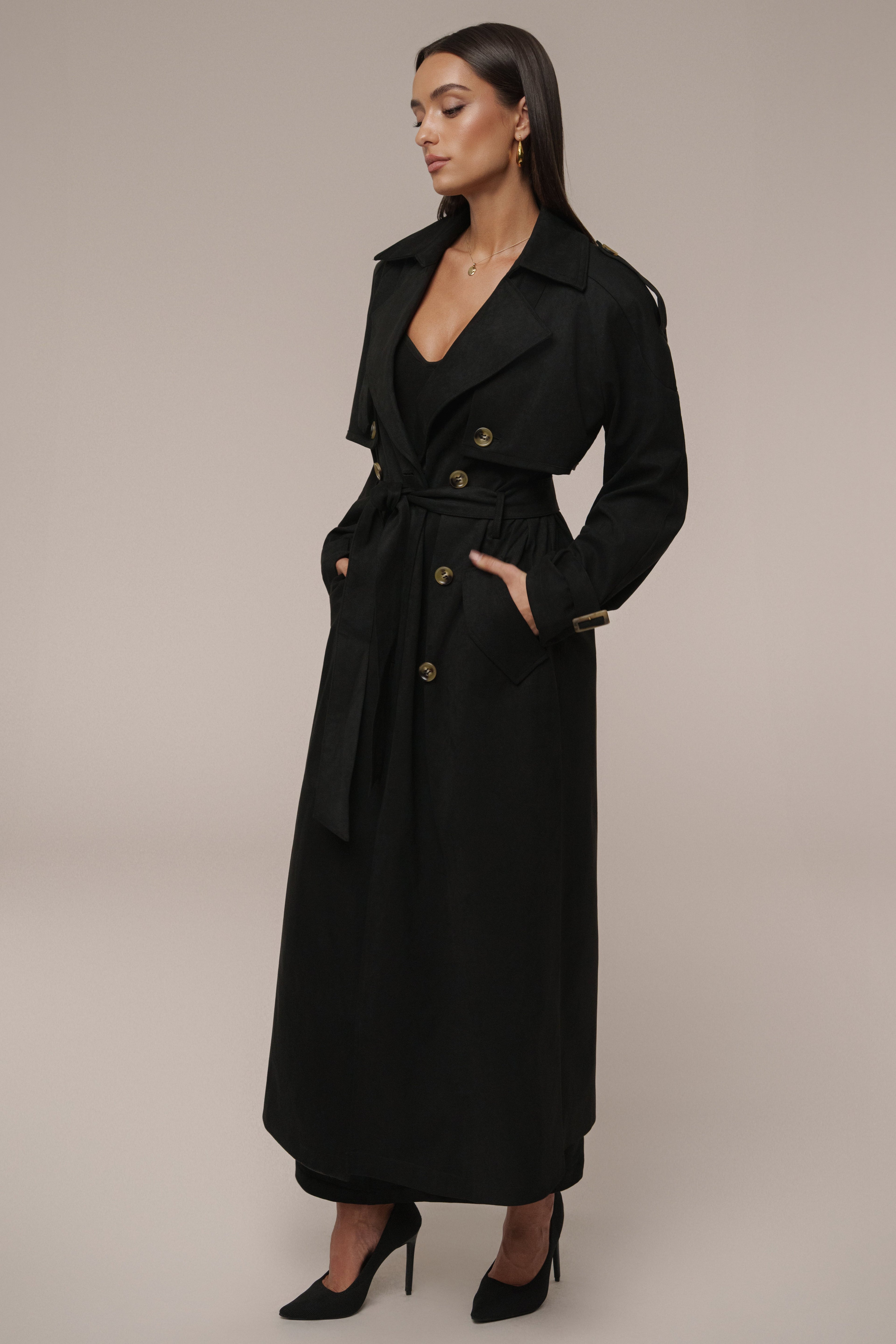 Black Elite Suede Coat