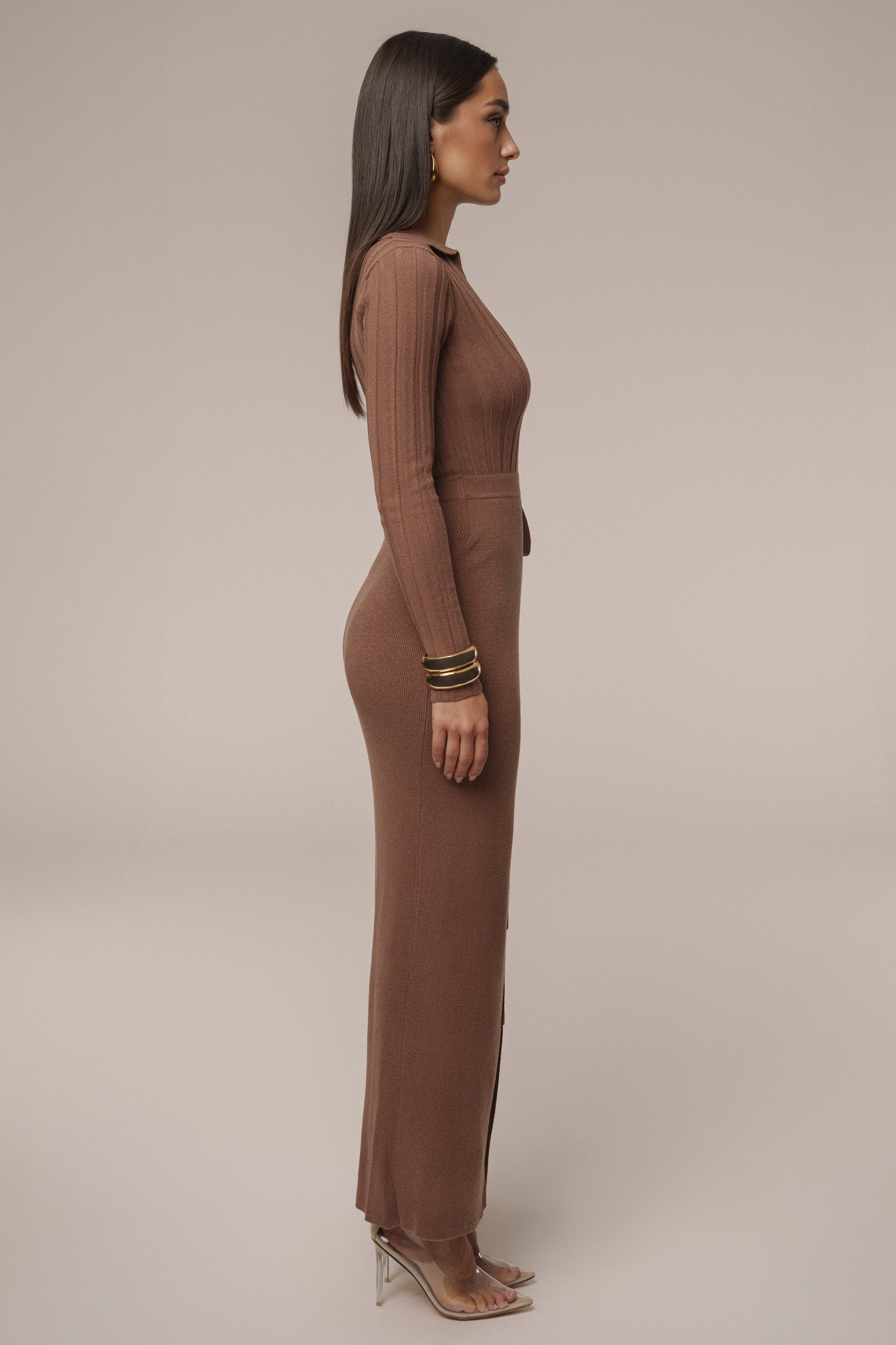 Chocolate Emma Knit Maxi Dress