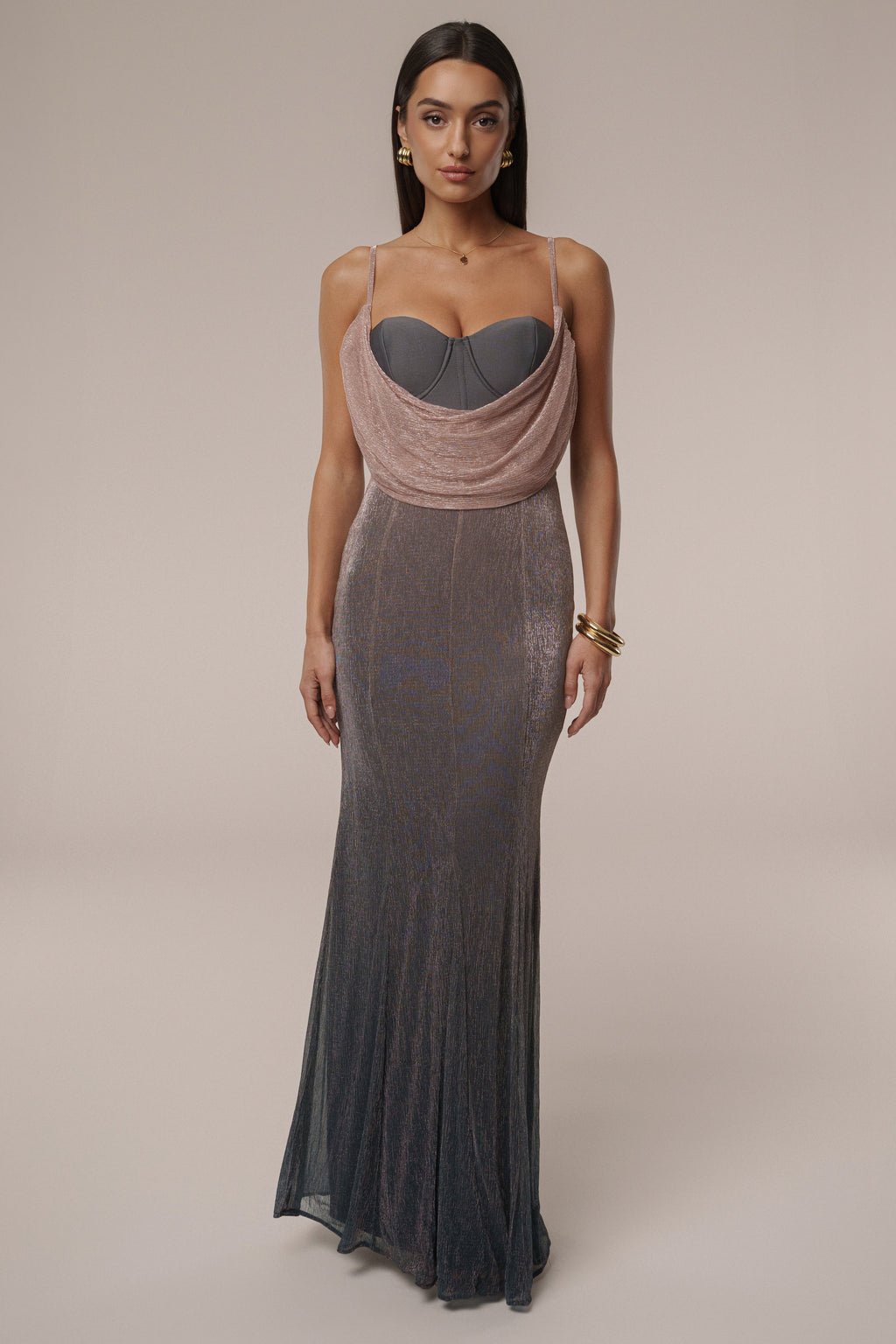 Pink Dusk Shimmery Nights Maxi Dress