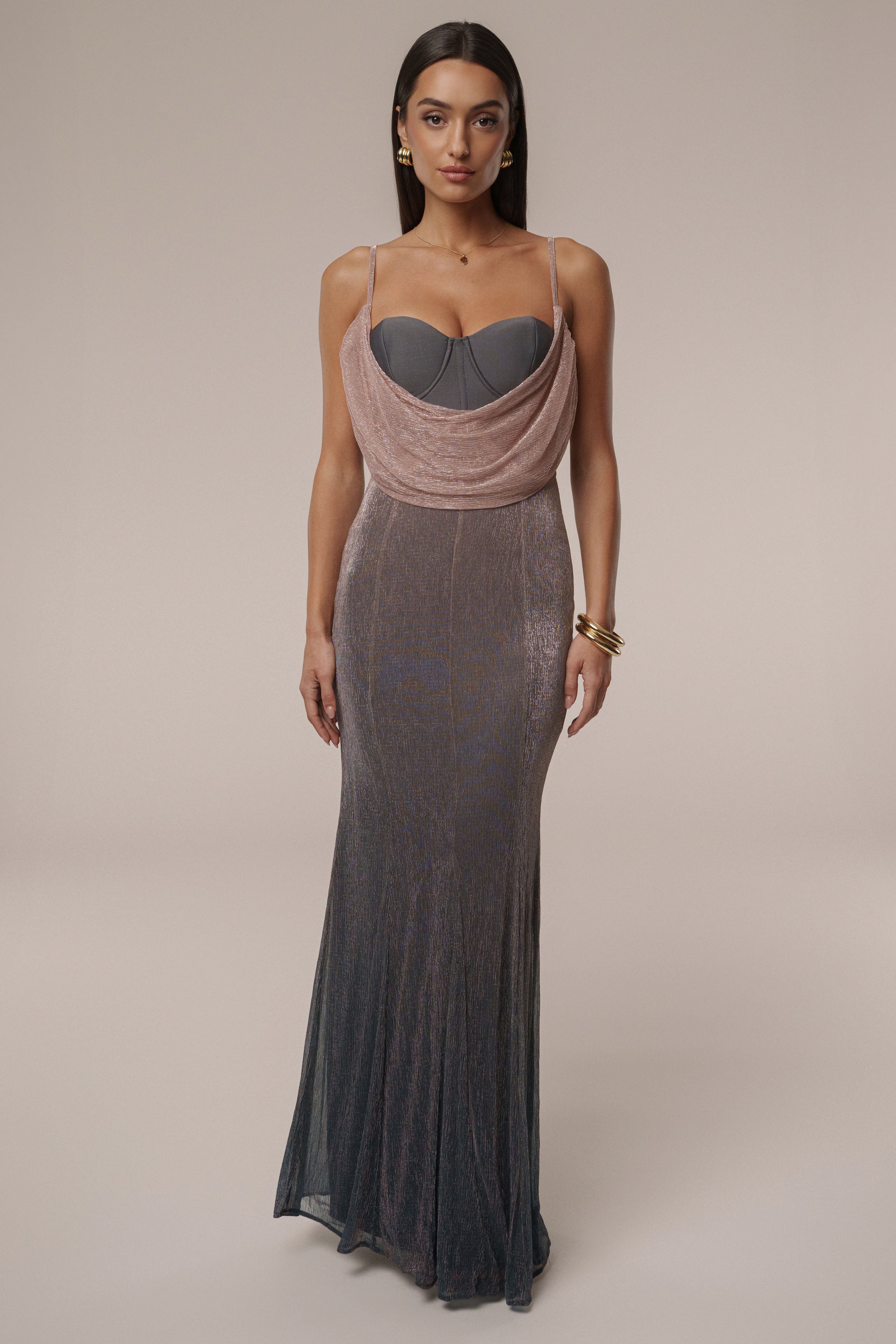 Pink Dusk Shimmery Nights Maxi Dress