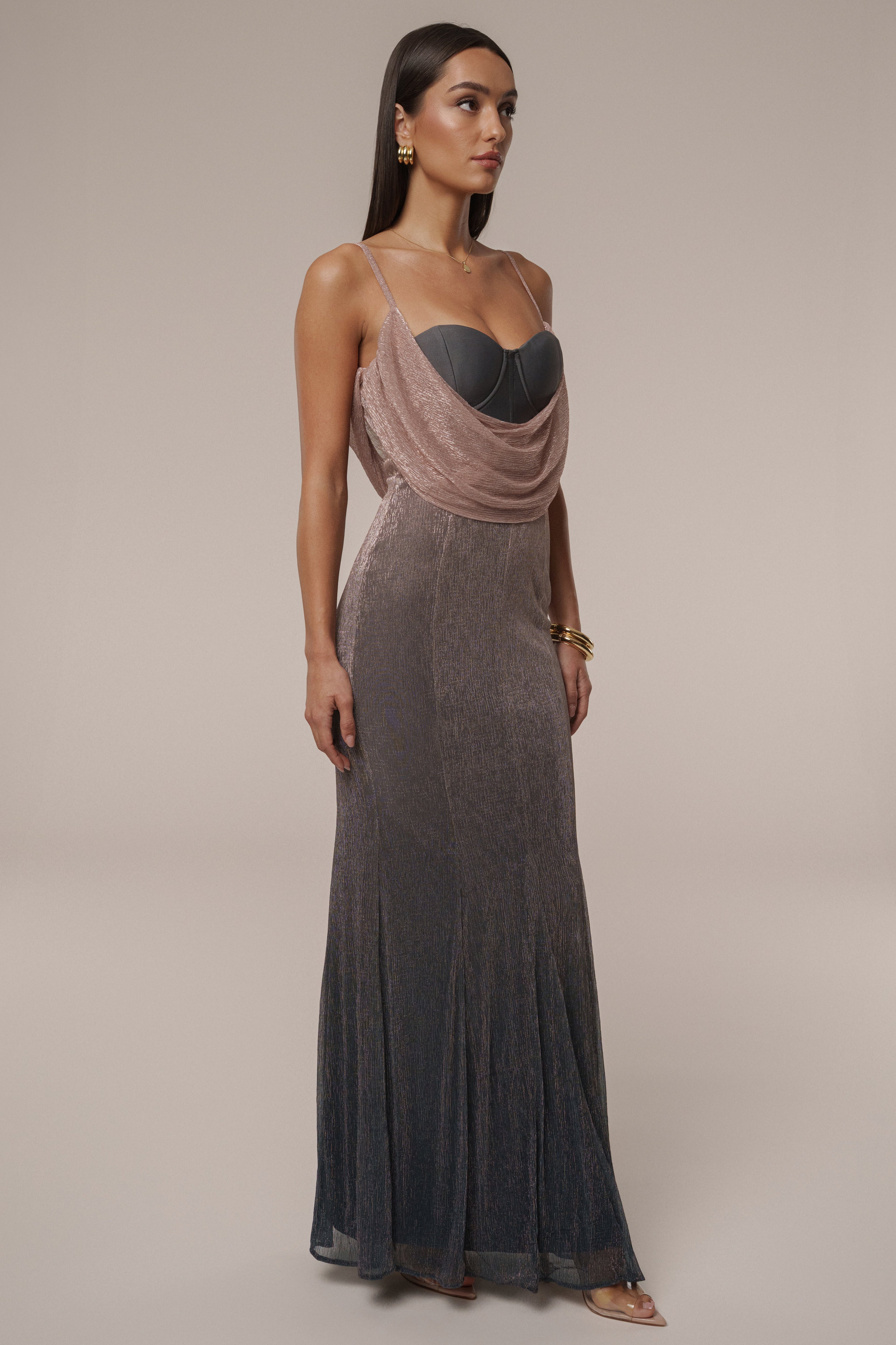 Pink Dusk Shimmery Nights Maxi Dress