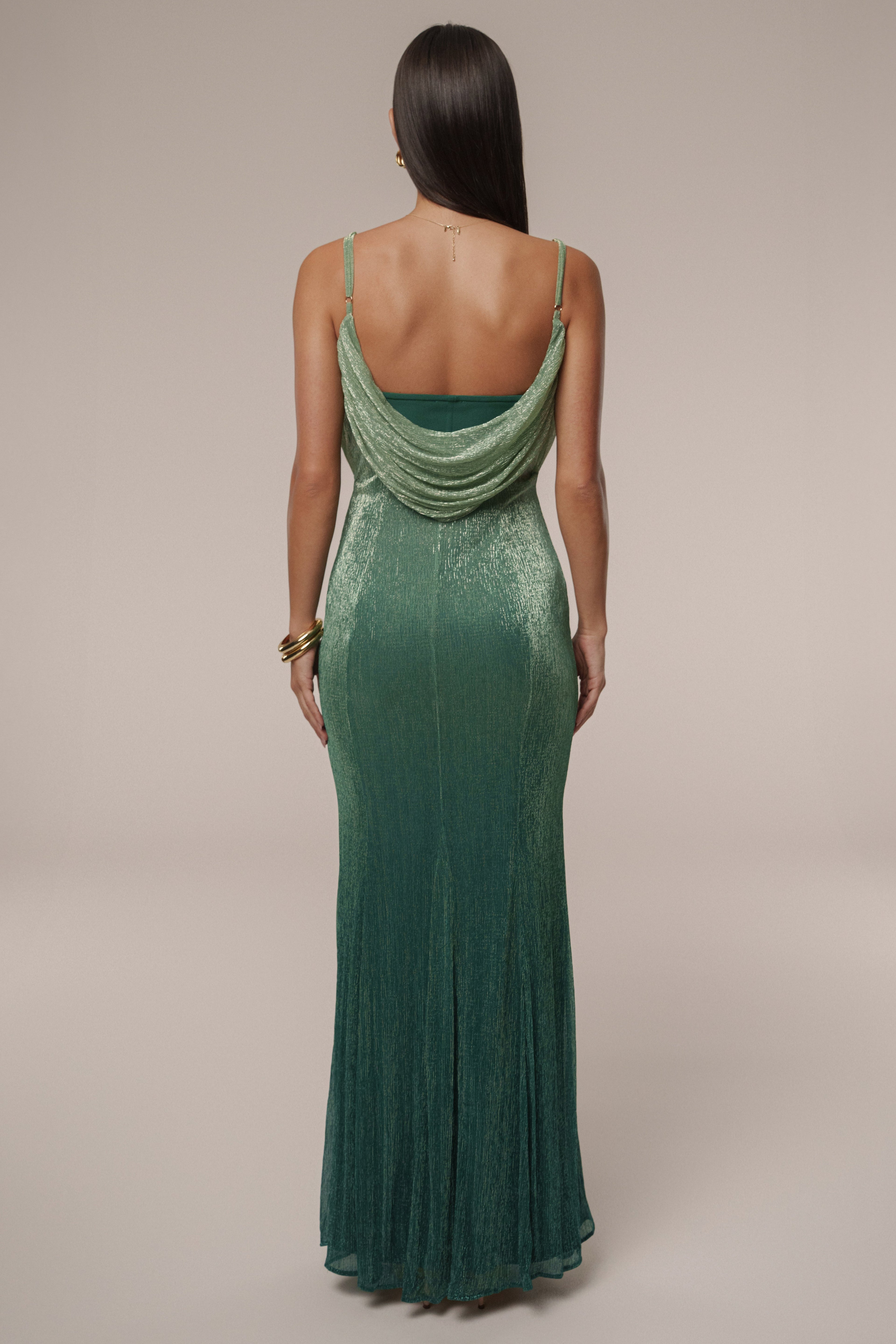 Green Shimmery Nights Maxi Dress