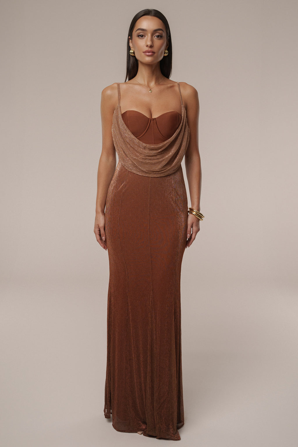Gold Shimmery Nights Maxi Dress
