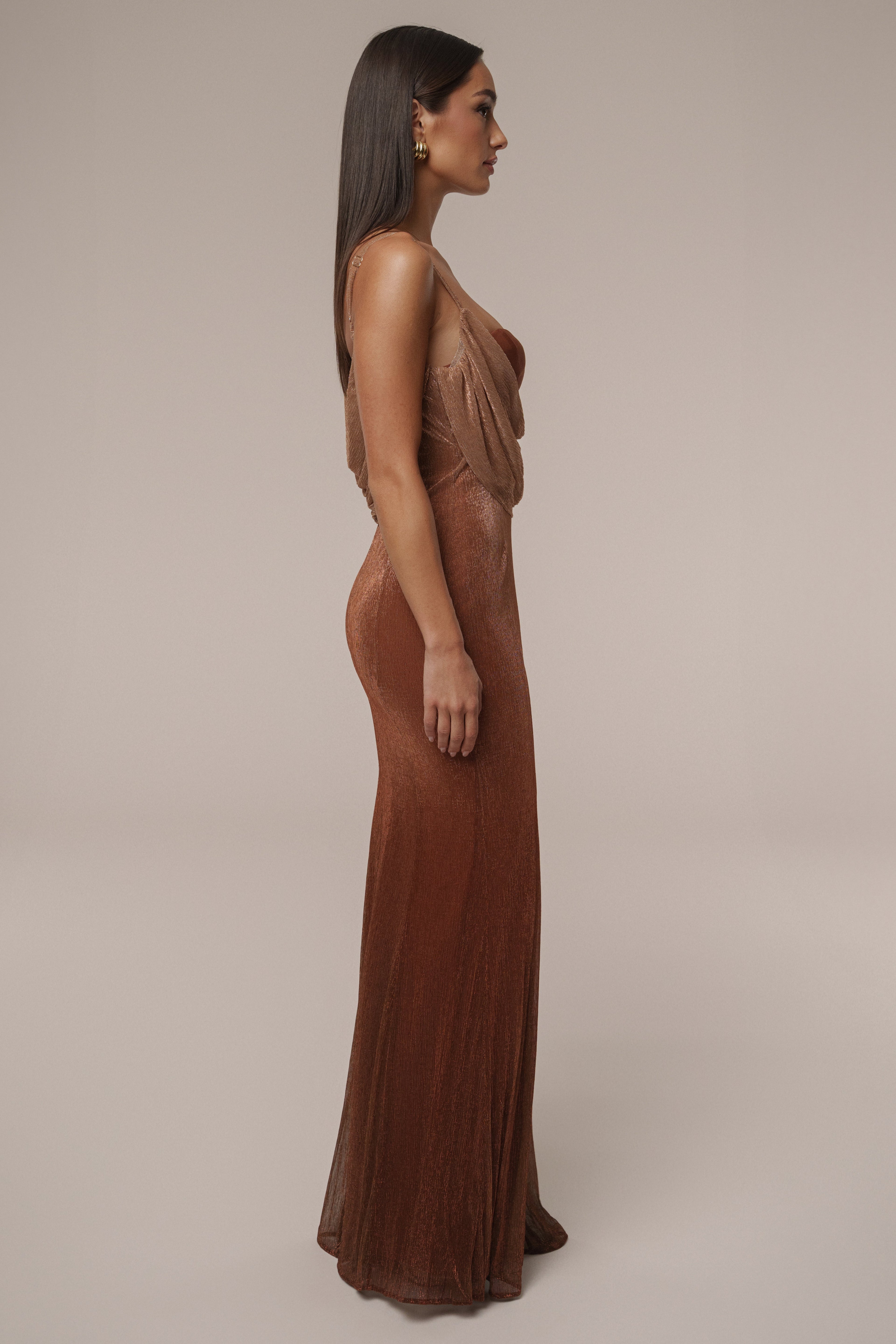 Gold Shimmery Nights Maxi Dress