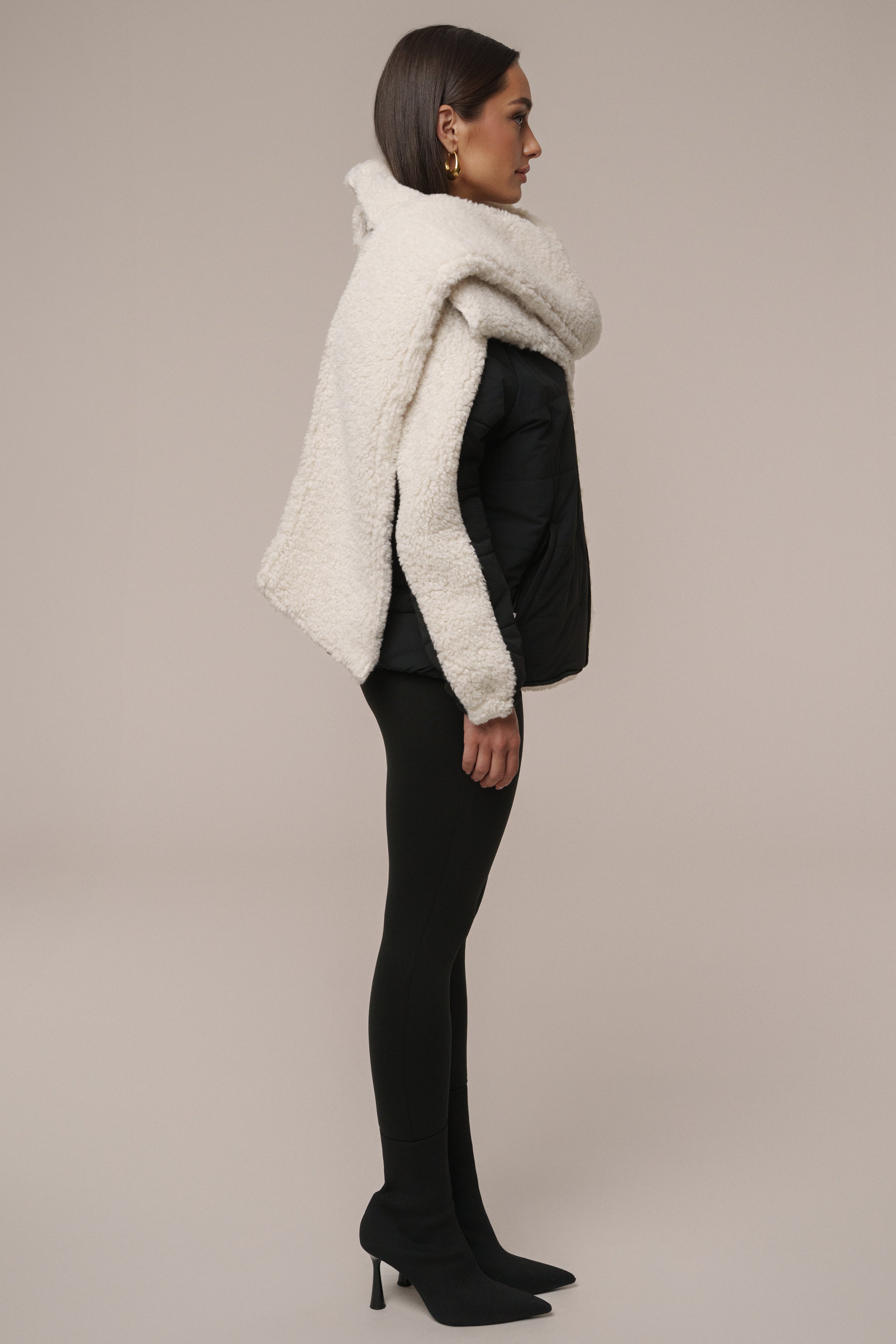 Black/Ivory Contrast Sherpa Jacket