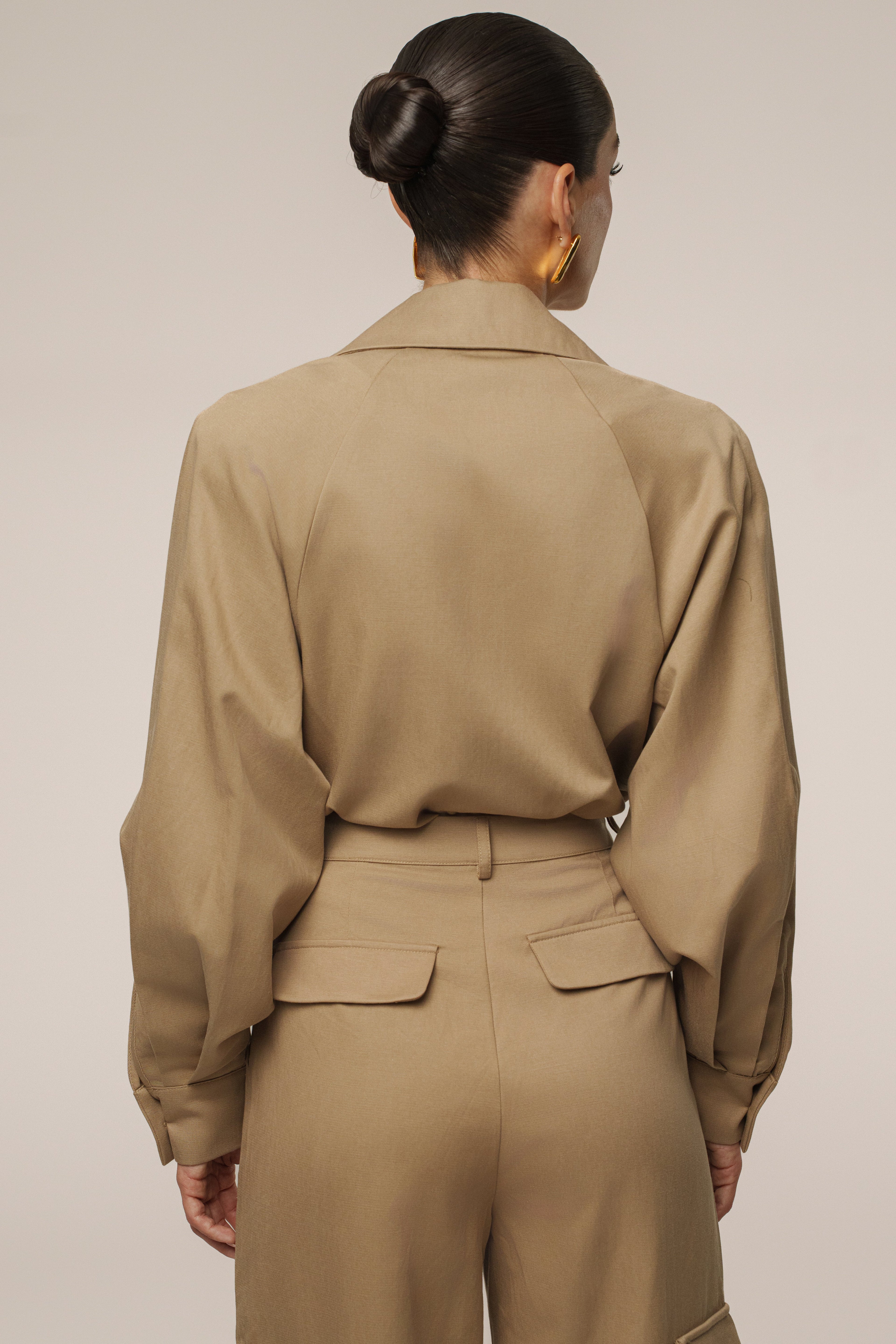 Tan Sculpted Cargo Pants