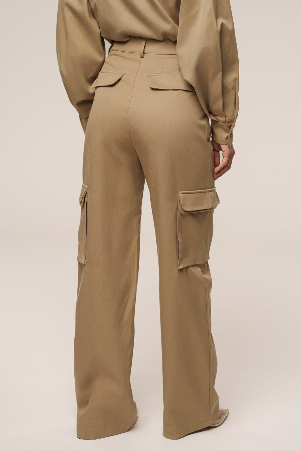 Tan Sculpted Cargo Pants
