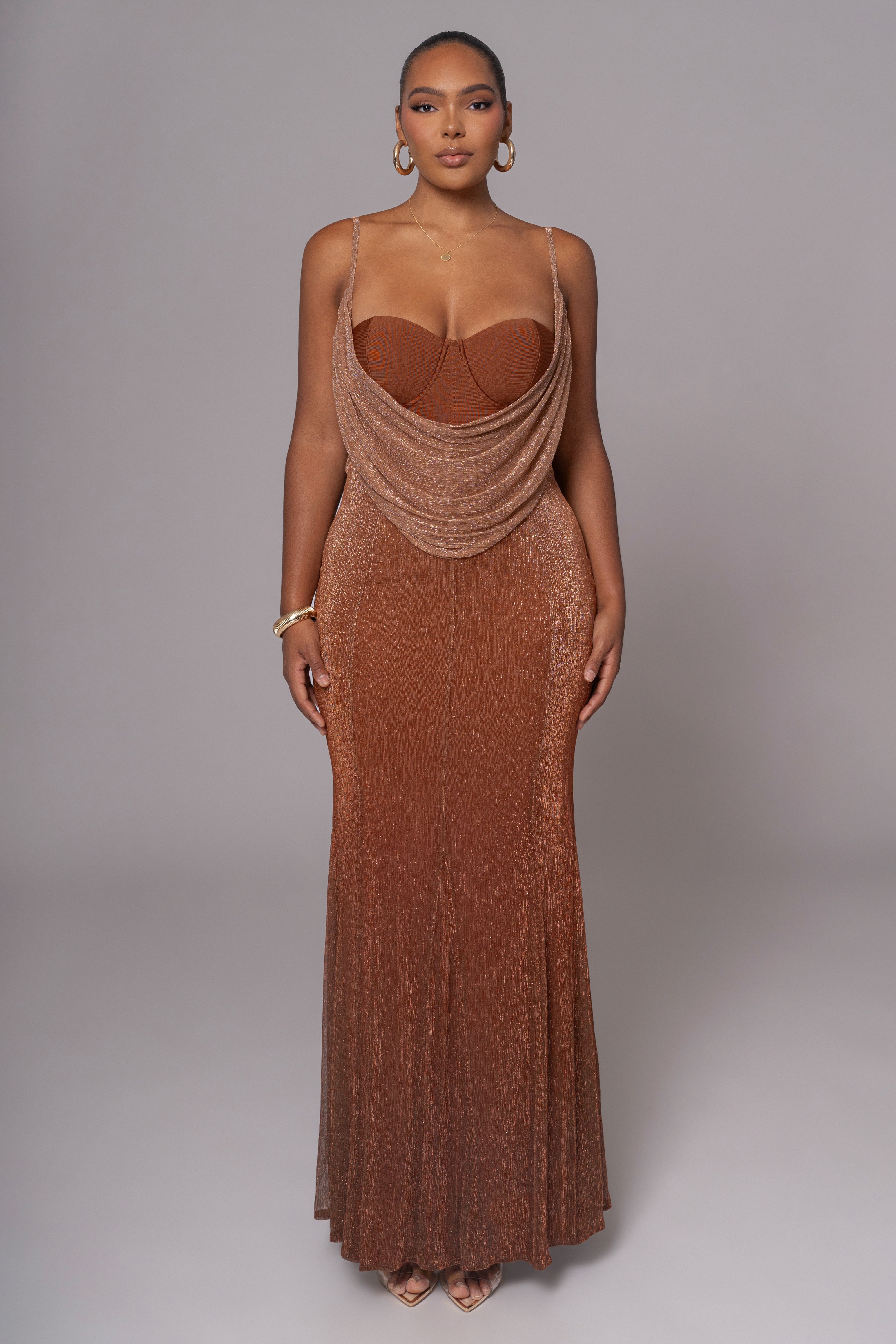 Gold Shimmery Nights Maxi Dress