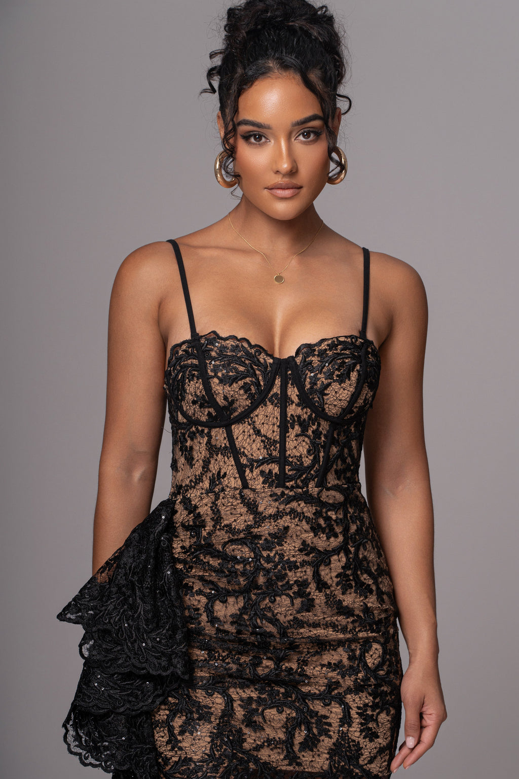 Black Marilyn Lace Mini Dress