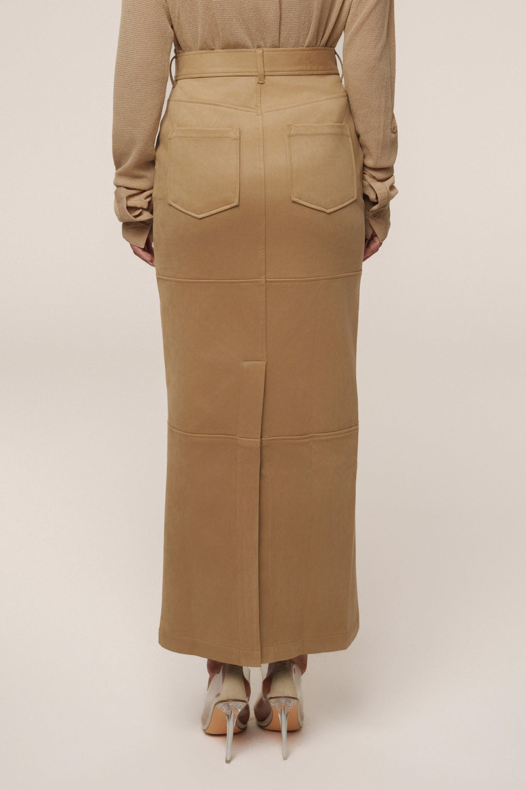 Beige Joy Suede Maxi Skirt