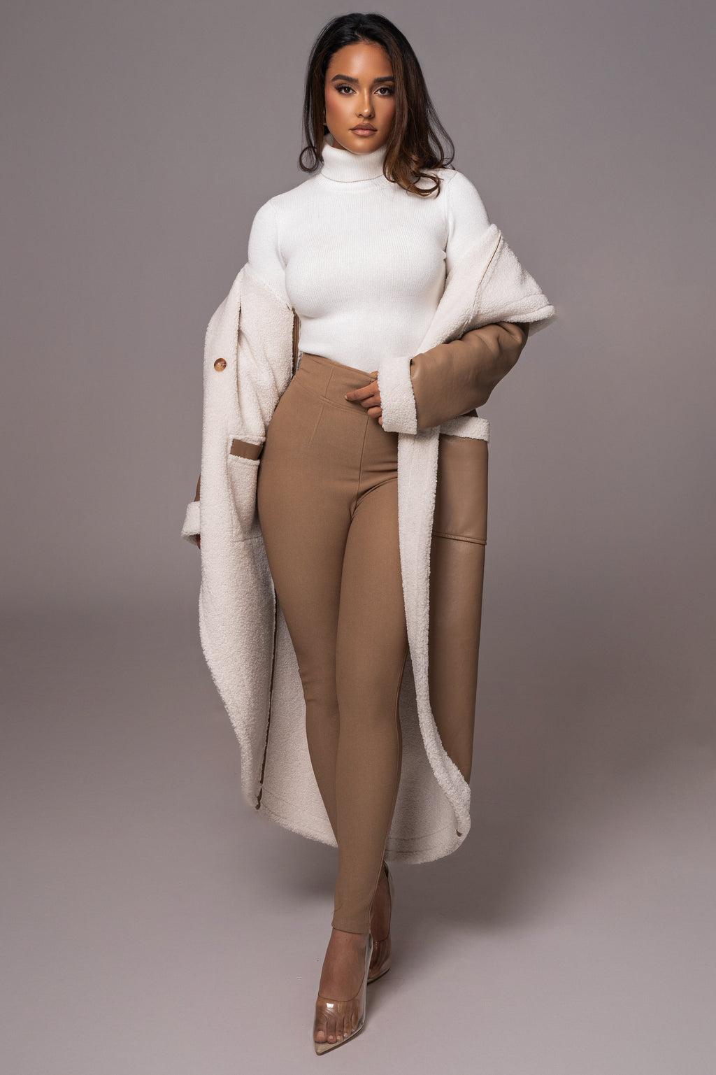 Tan Jaida Reversible Teddy Coat