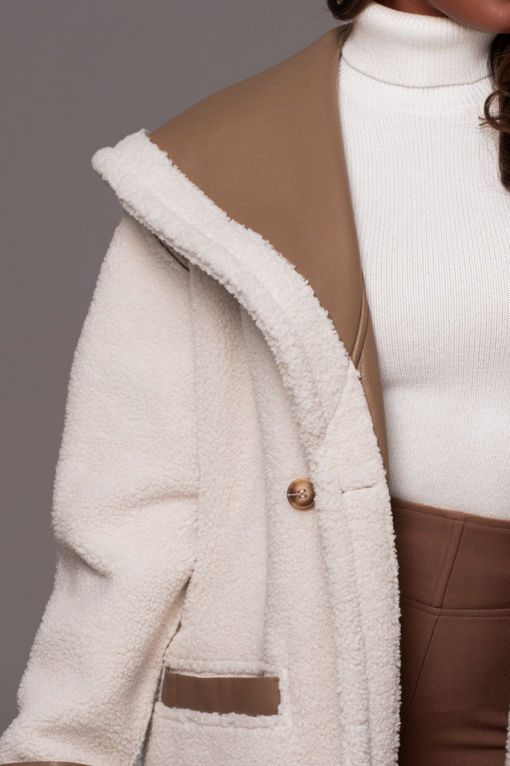 Tan Jaida Reversible Teddy Coat