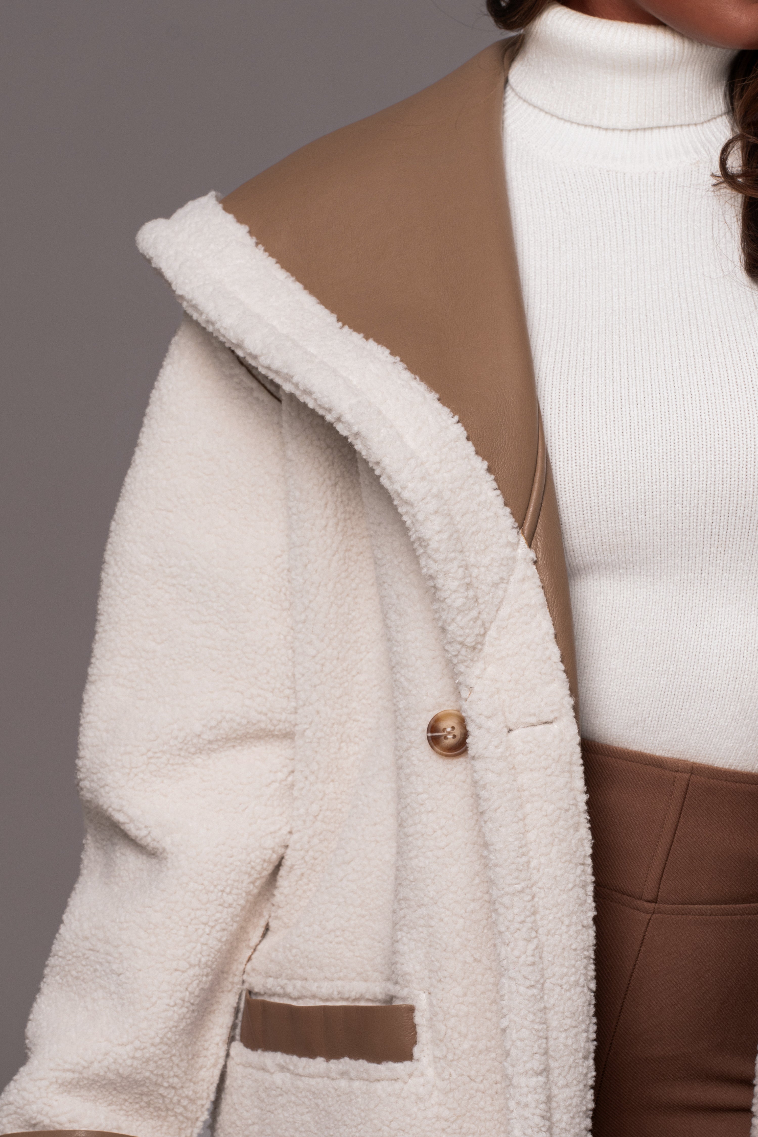 Tan Jaida Reversible Teddy Coat