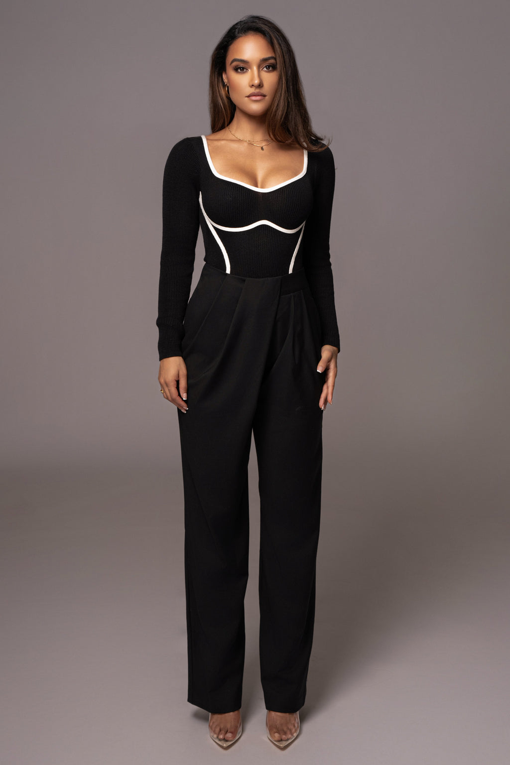 Black Asymmetrical Draped Trousers
