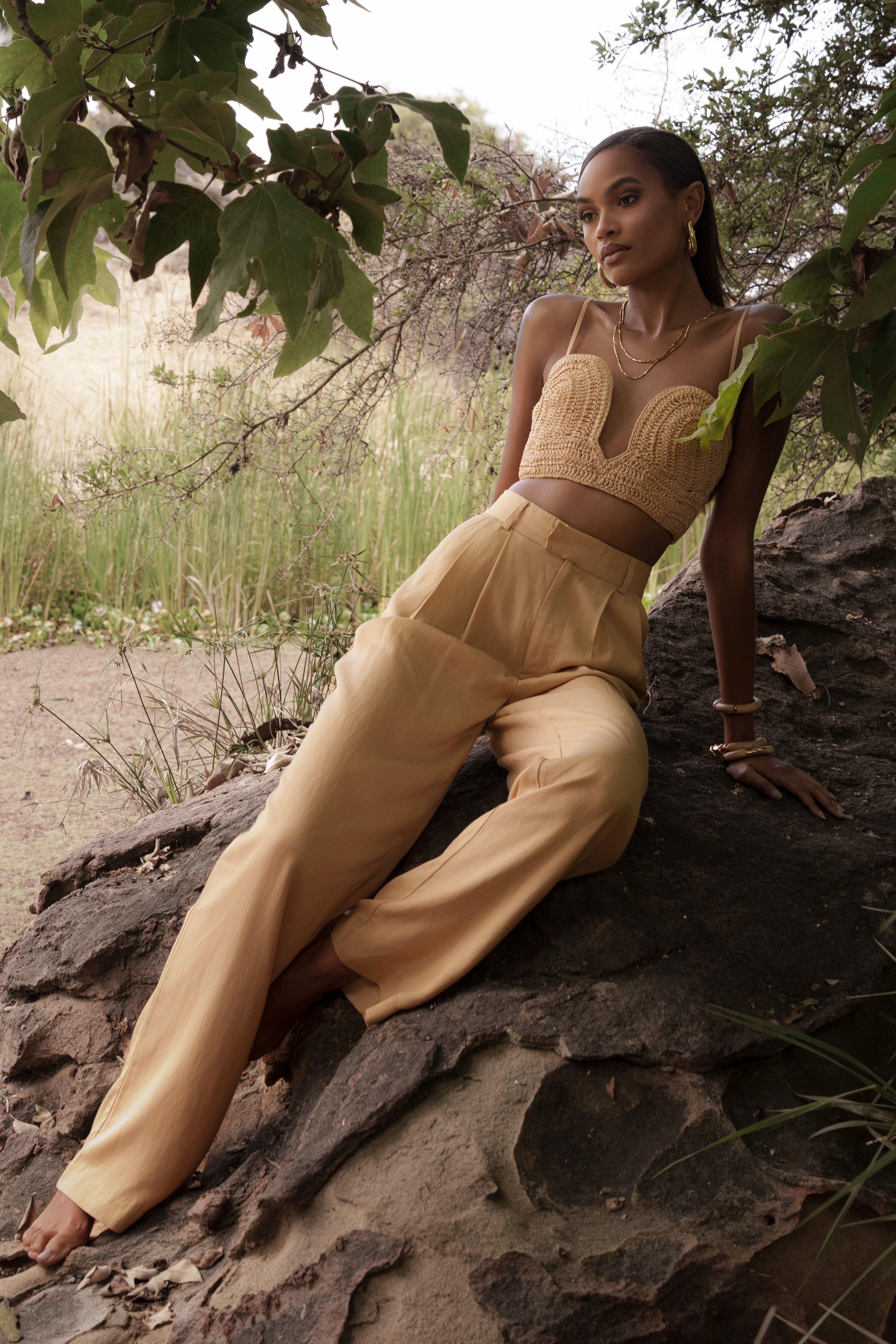 Beige Sail Away Texture Bustier
