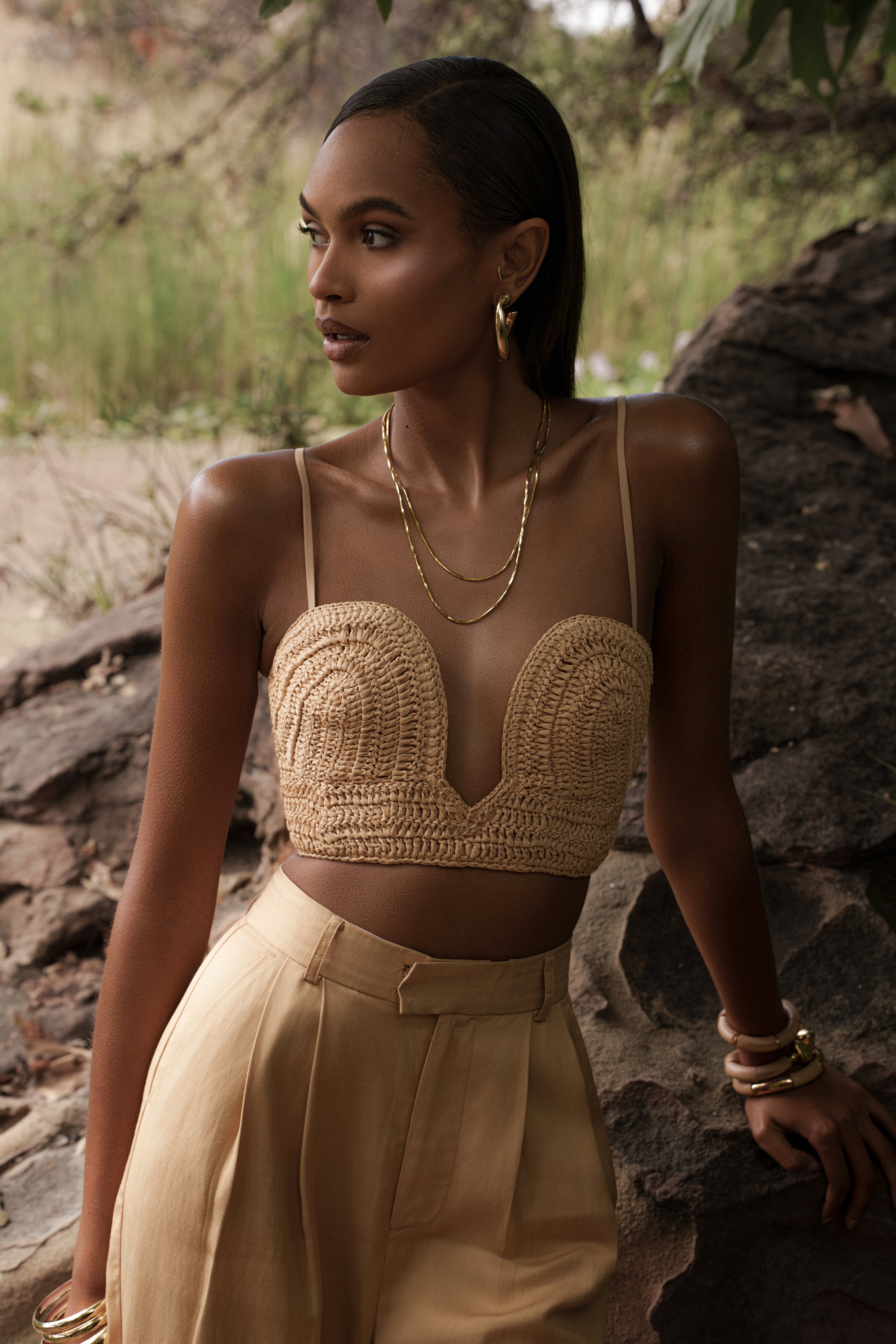 Beige Sail Away Texture Bustier