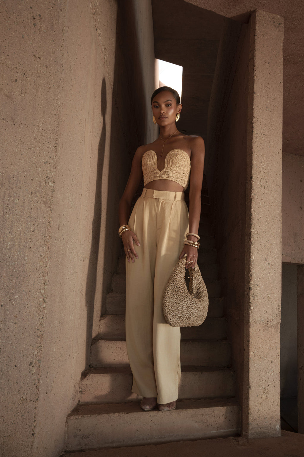 Beige Sail Away Texture Bustier