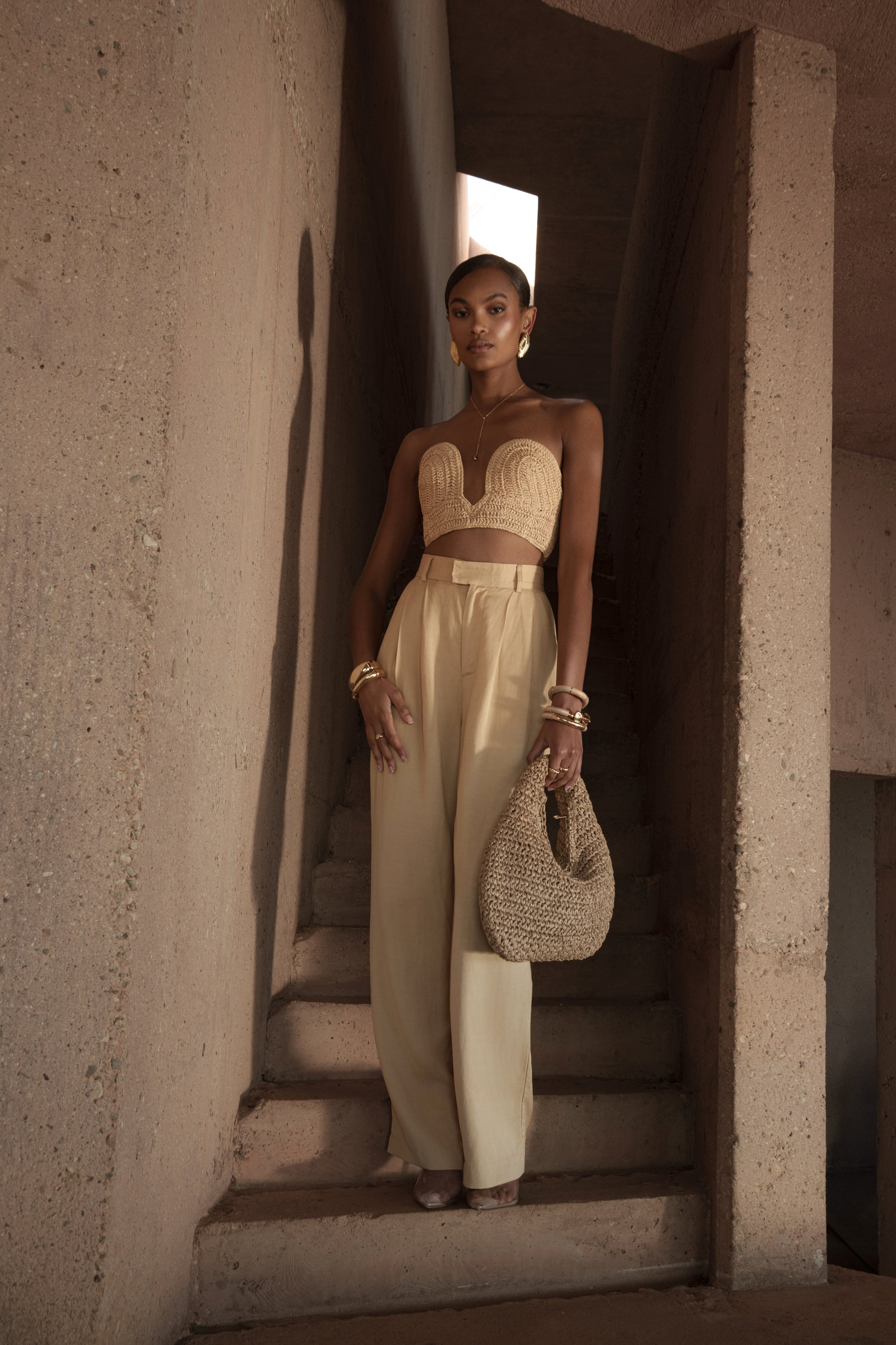 Beige Sail Away Texture Bustier