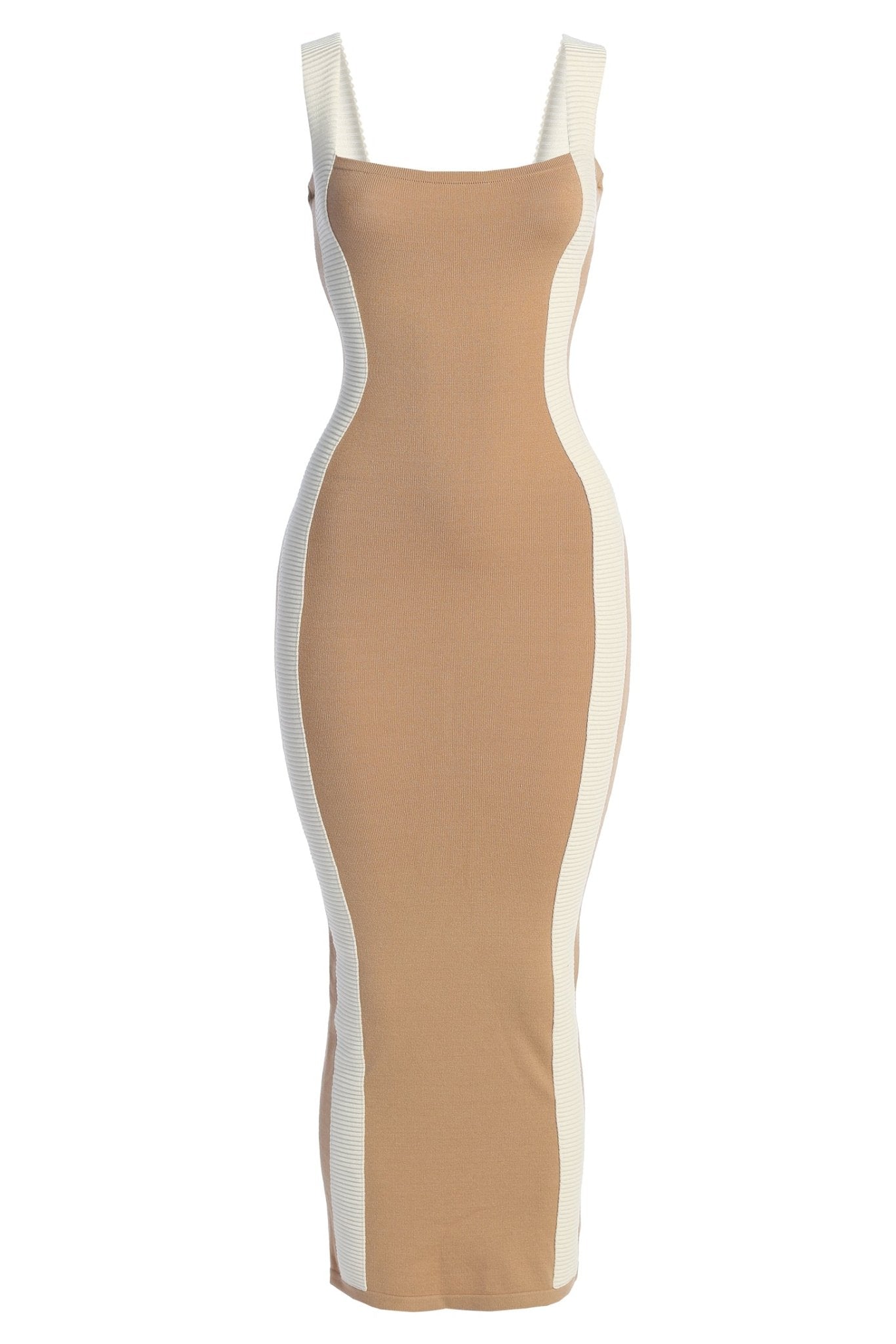 Beige Donna Knit Midi Dress